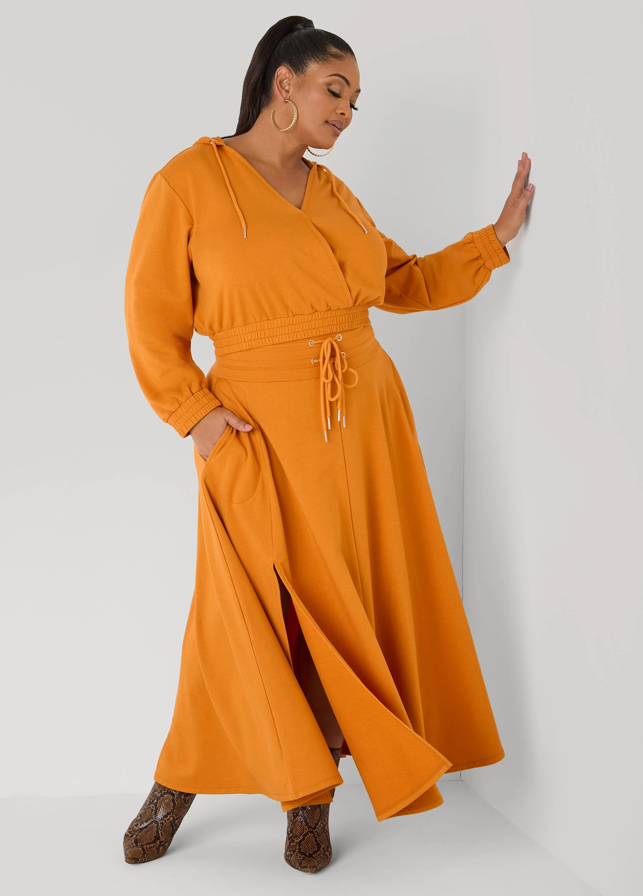 Side Split Drawstring Maxi Skirt - Image 3