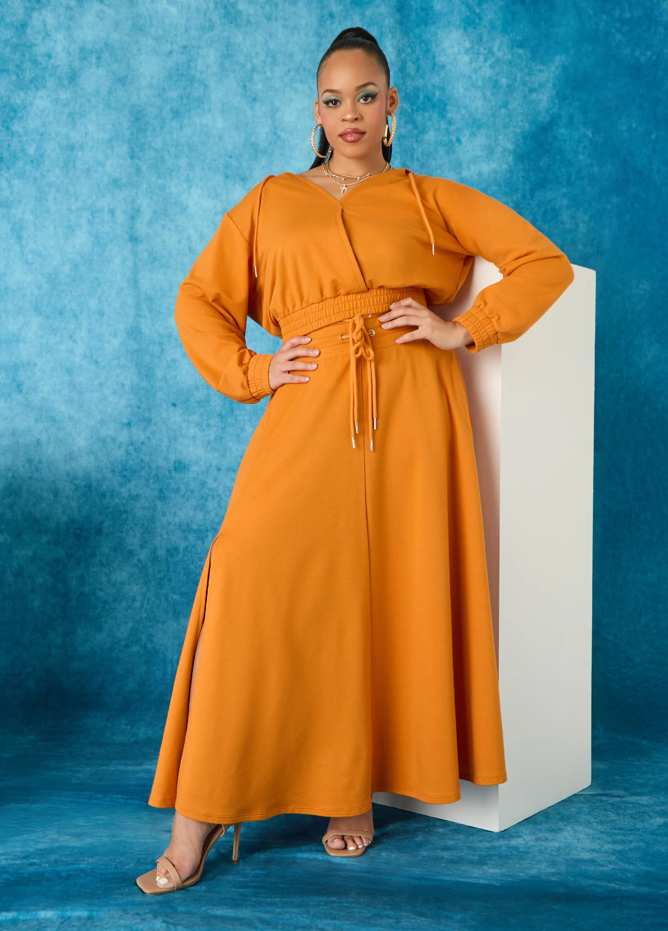 Side Split Drawstring Maxi Skirt - Image 4