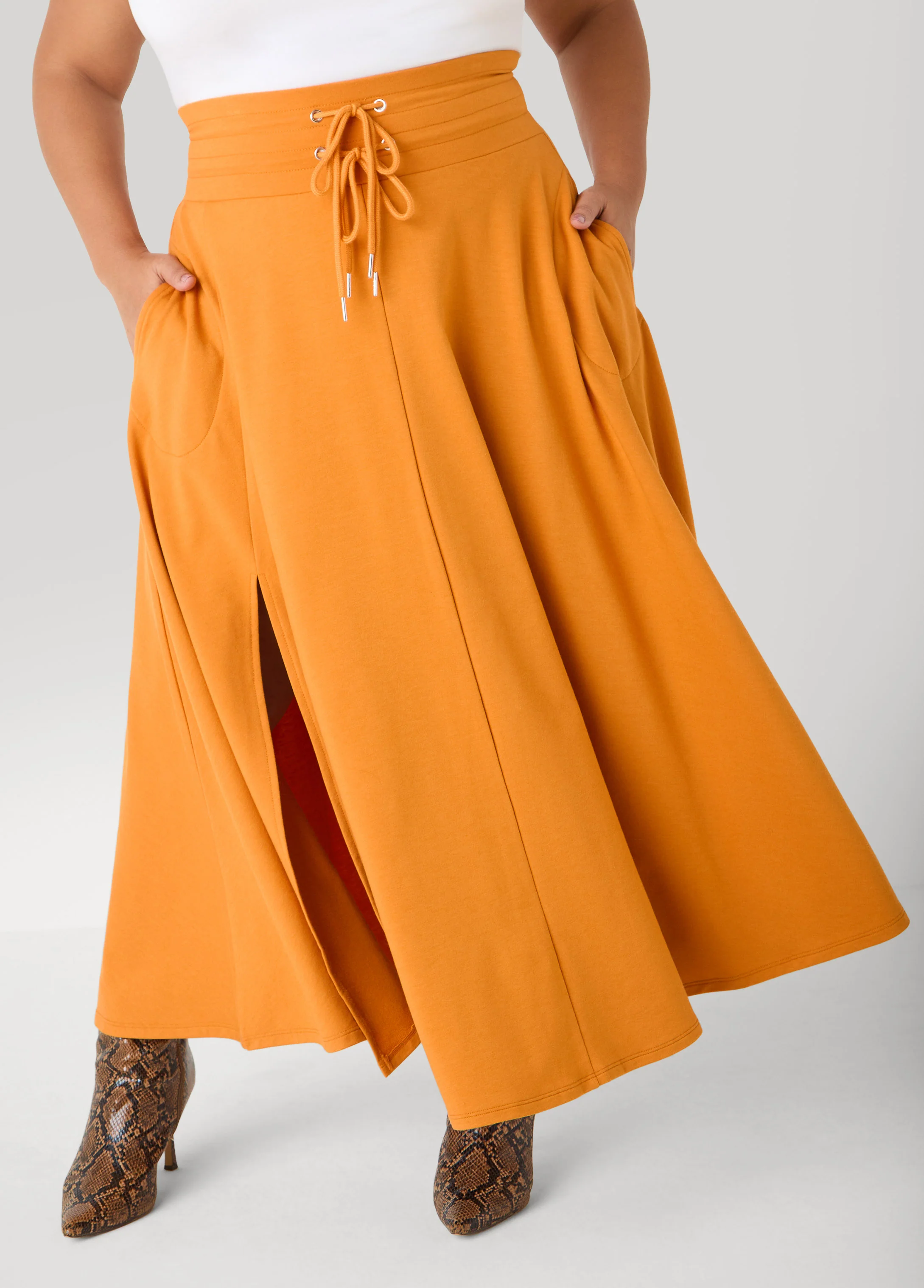 Side Split Drawstring Maxi Skirt - Image 7