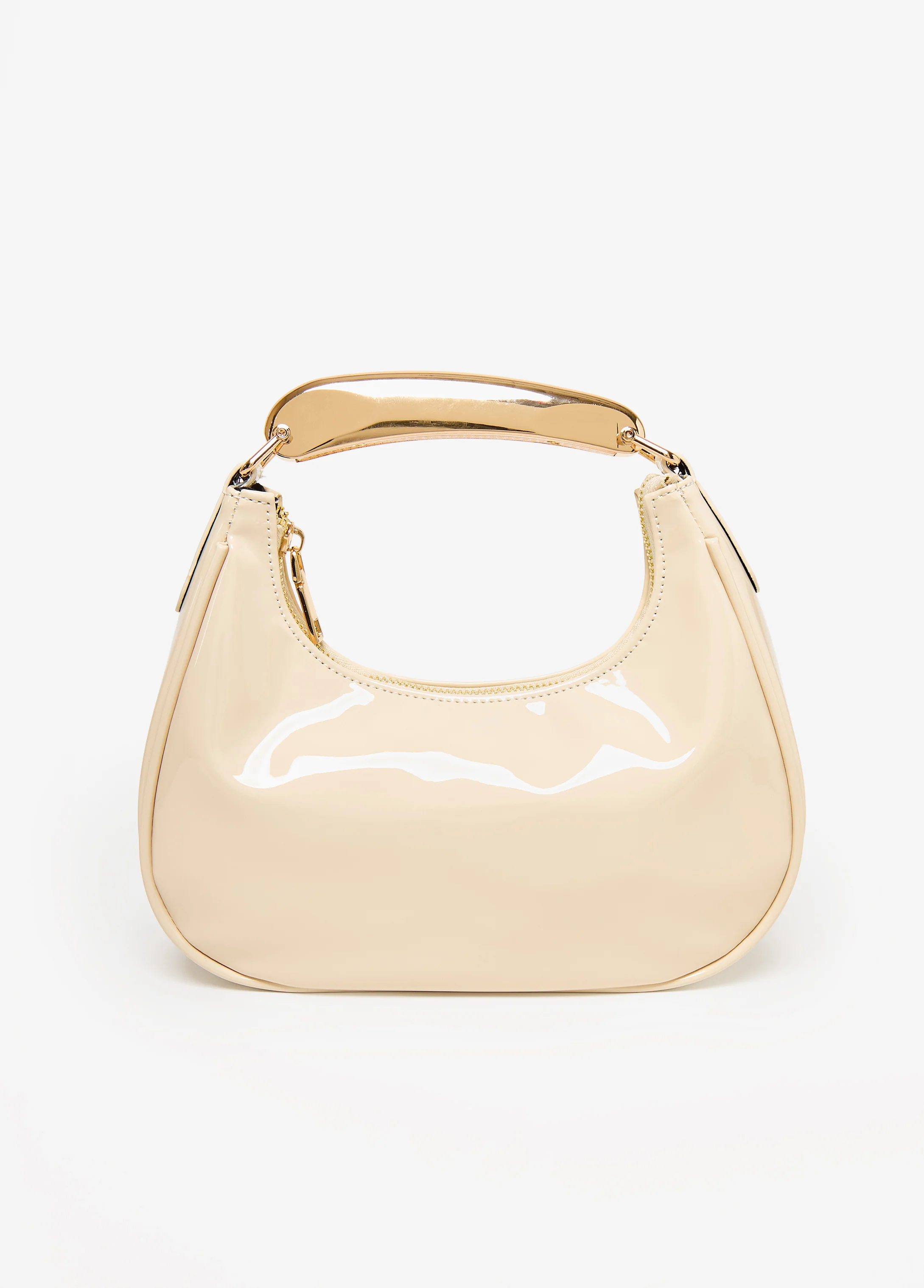 Faux Patent Leather Hobo Bag
