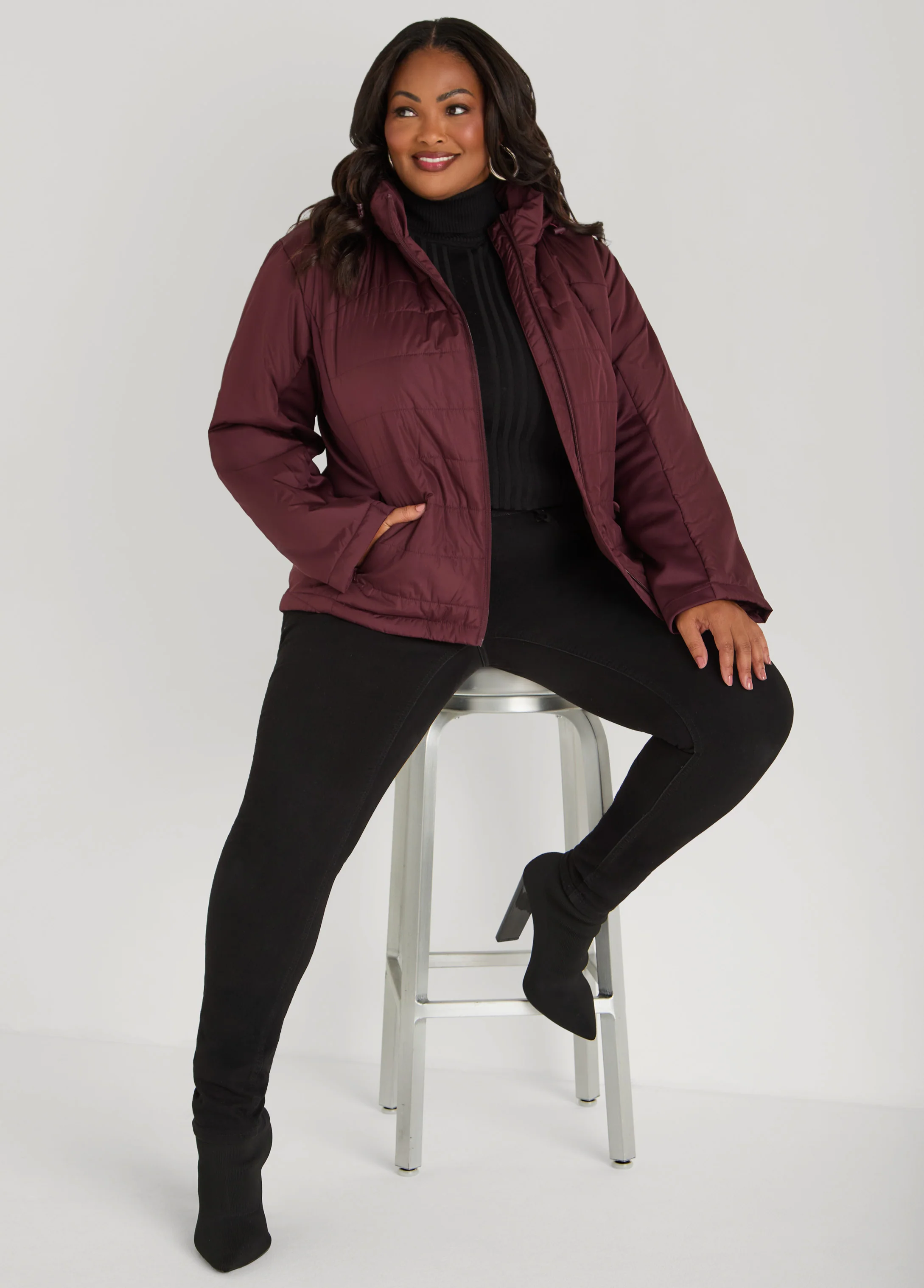 Knit Paneled Hooded Jacket - Image 3