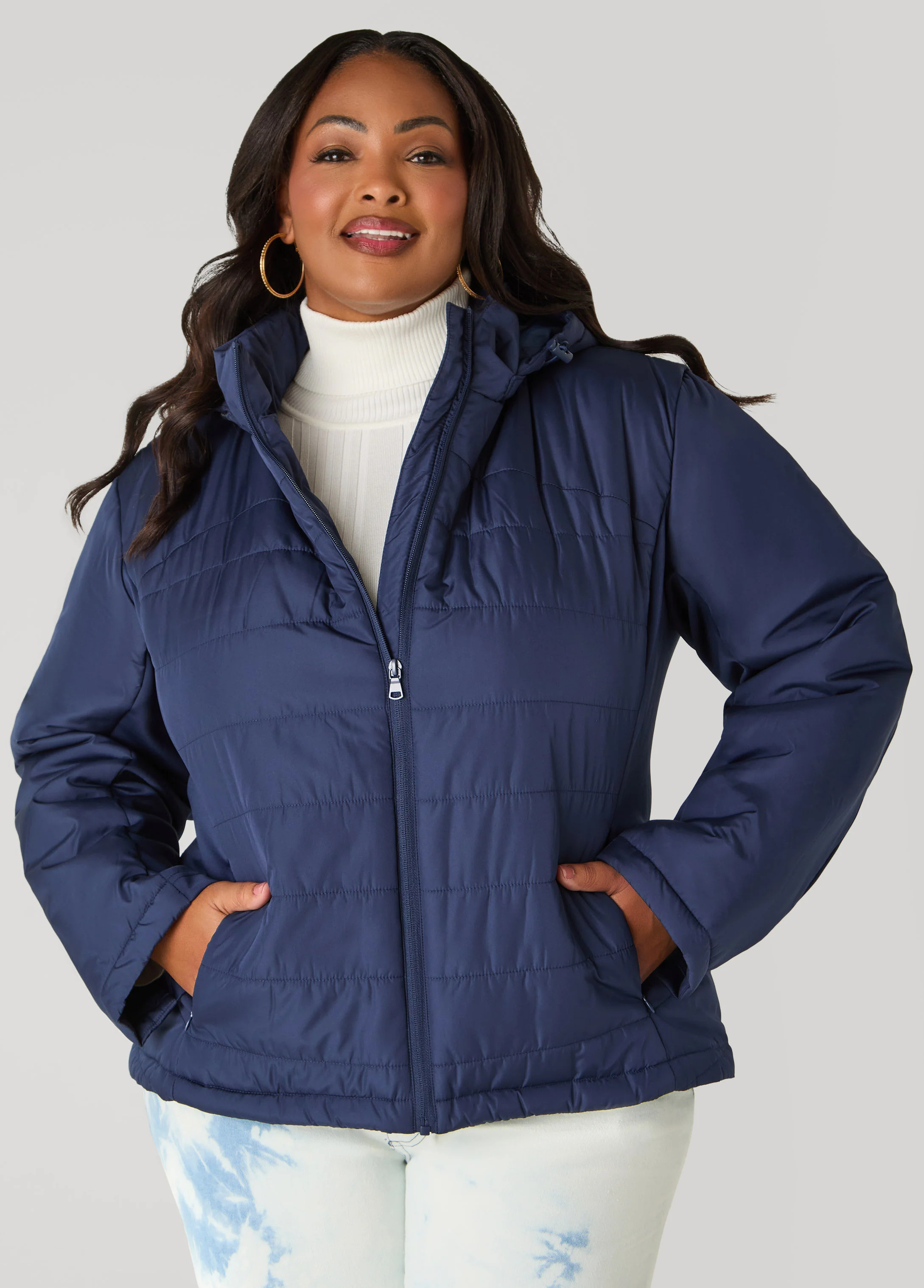 Knit Paneled Hooded Jacket - Image 6