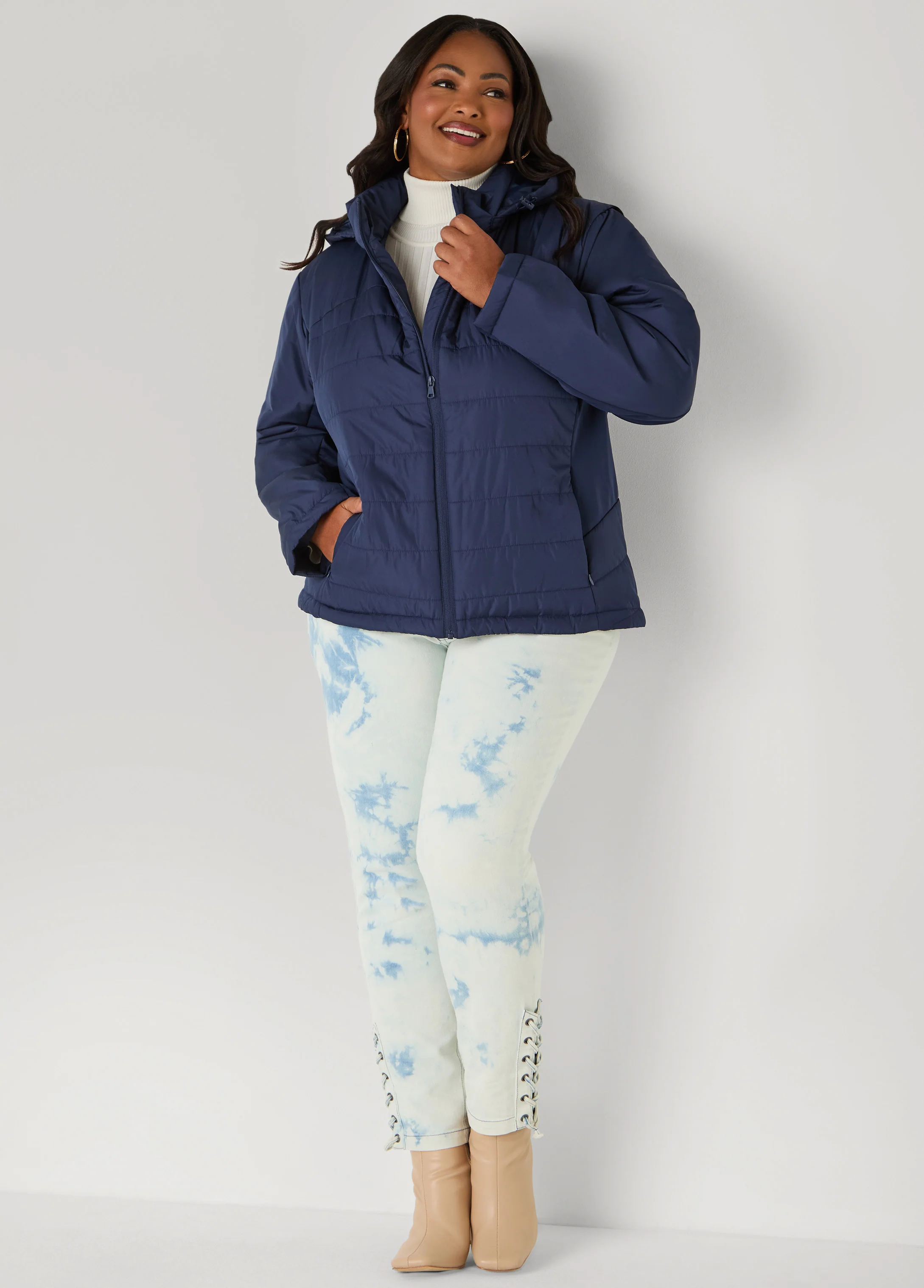 Knit Paneled Hooded Jacket - Image 7