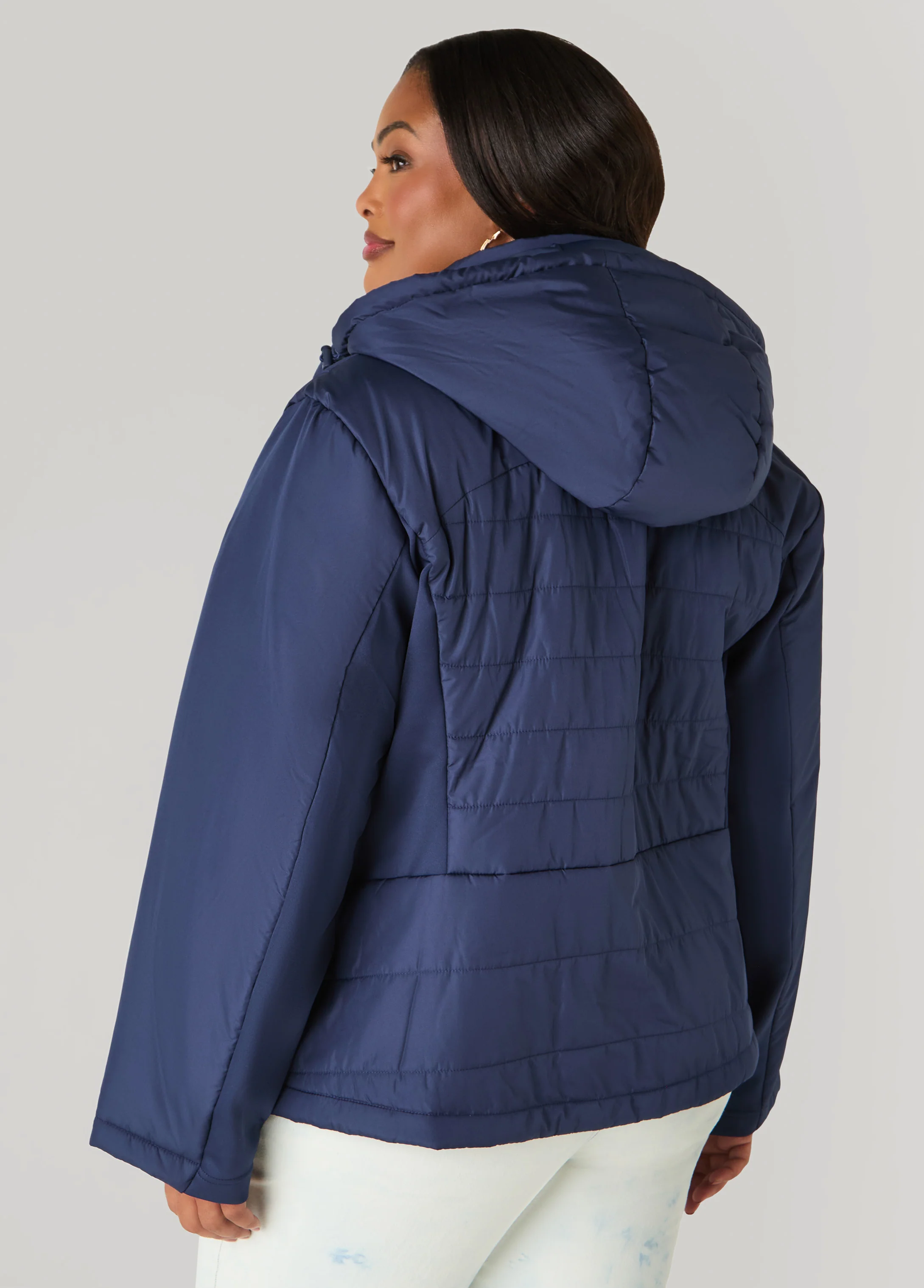 Knit Paneled Hooded Jacket - Image 8