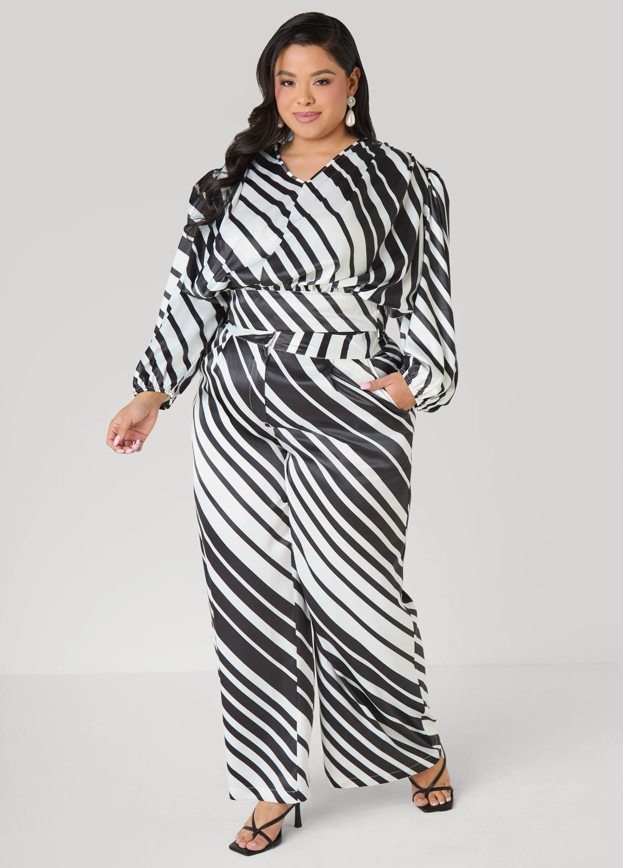 Striped Pleated Satin Pants - Image 3