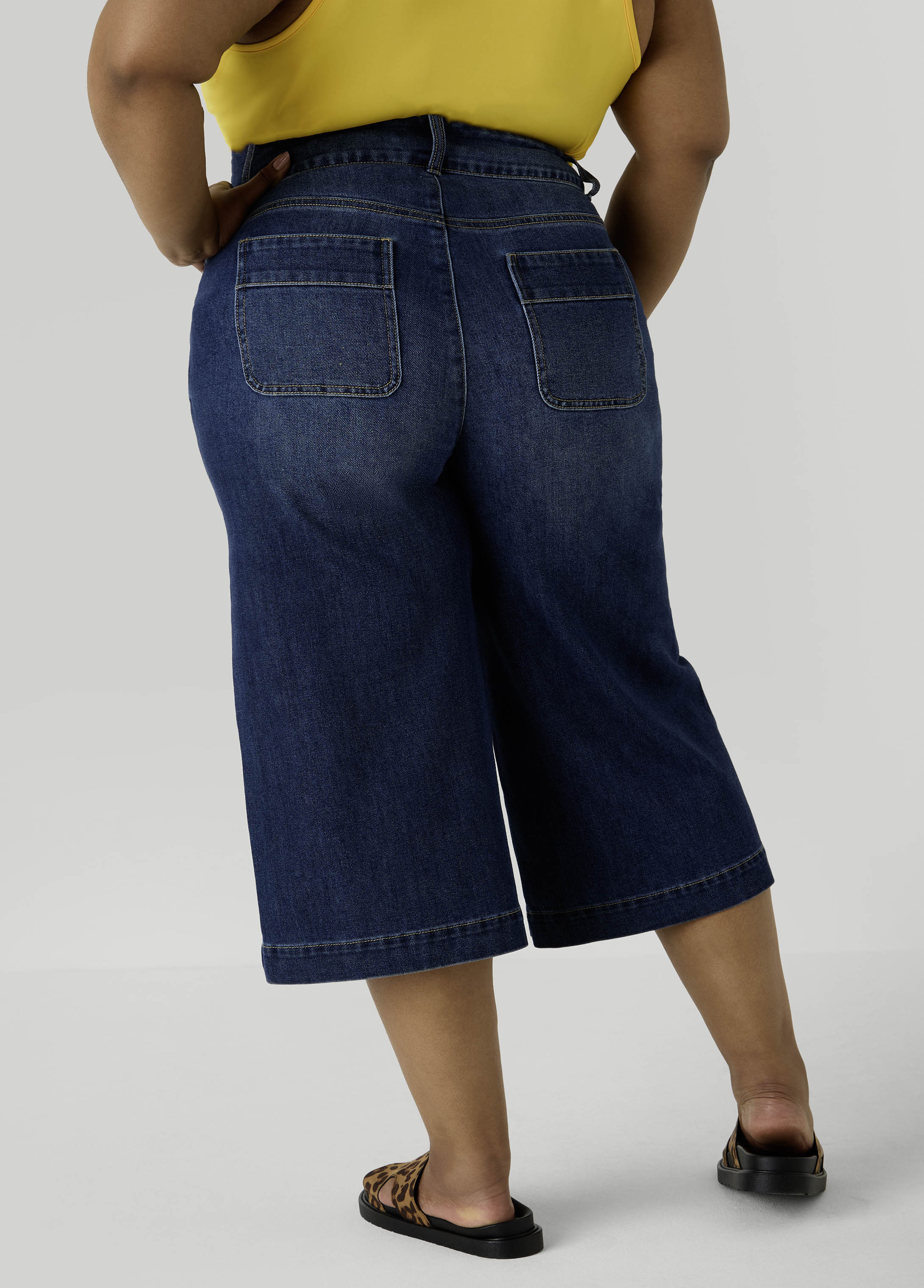 Wide Leg Denim Capris - Image 2