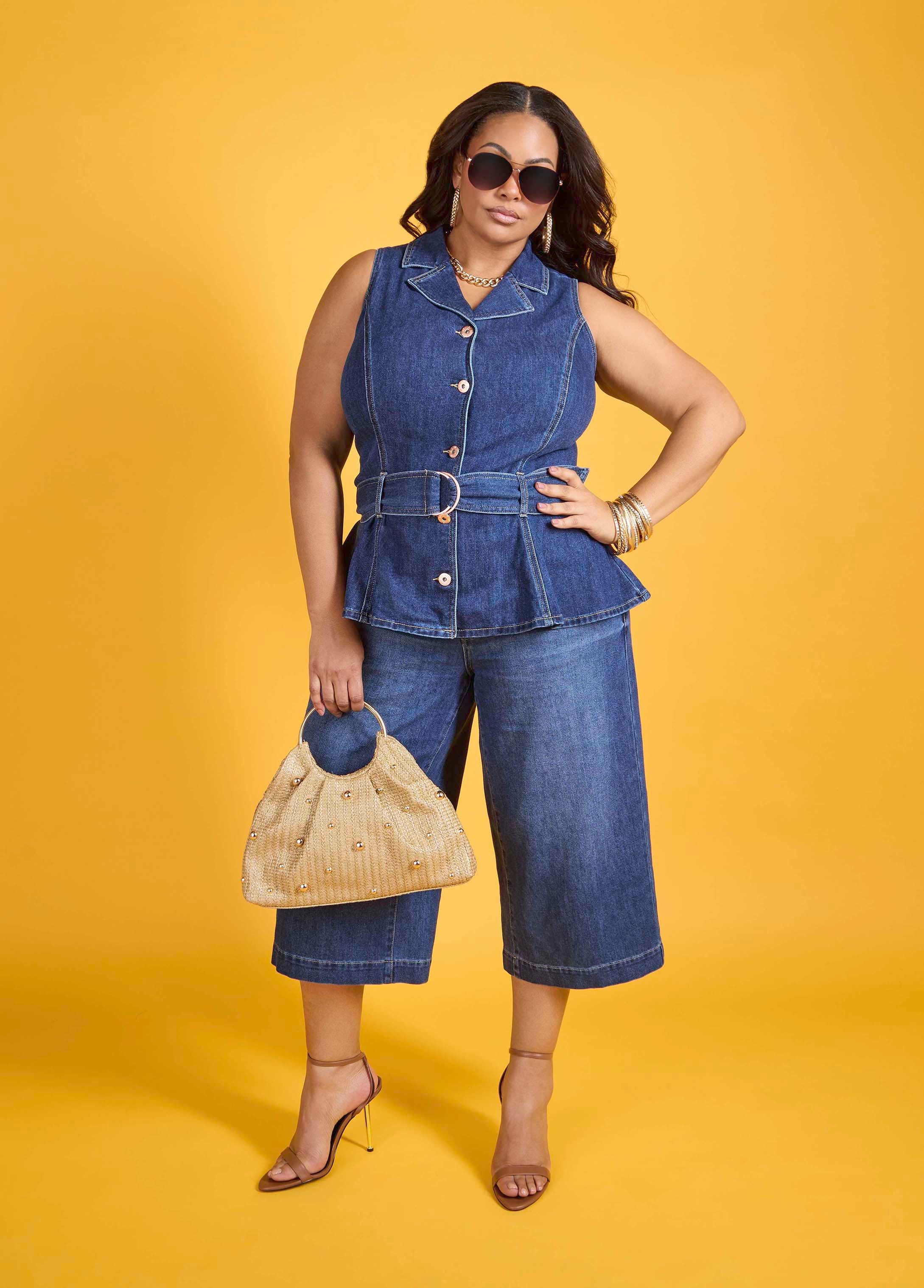 Wide Leg Denim Capris - Image 4