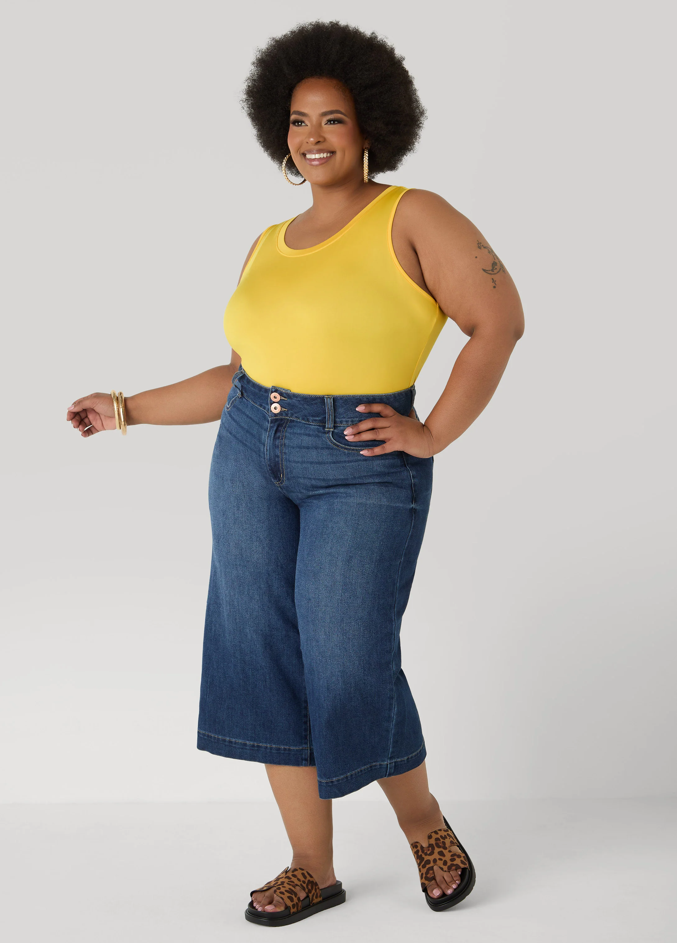 Wide Leg Denim Capris - Image 5