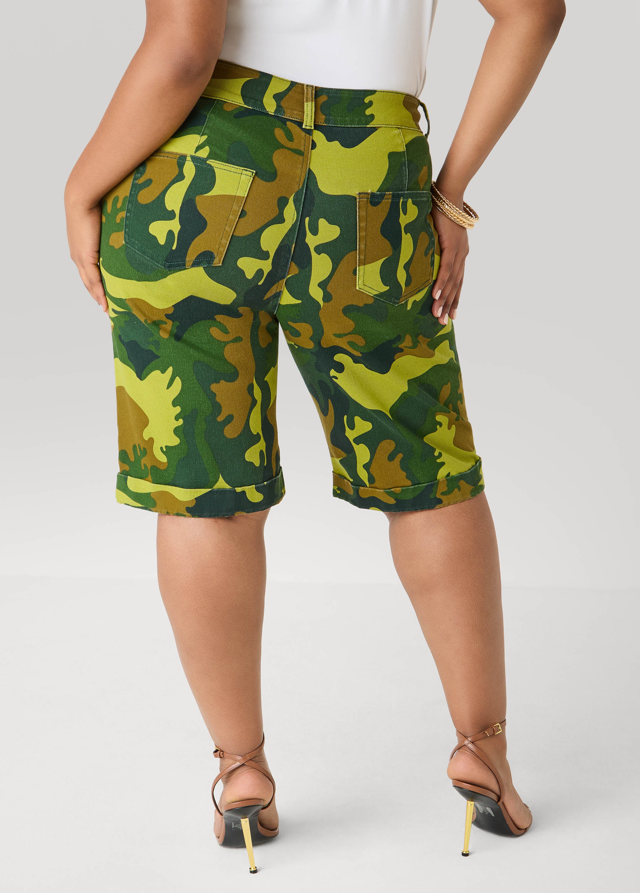 Camo Print Denim Bermuda Shorts - Image 2