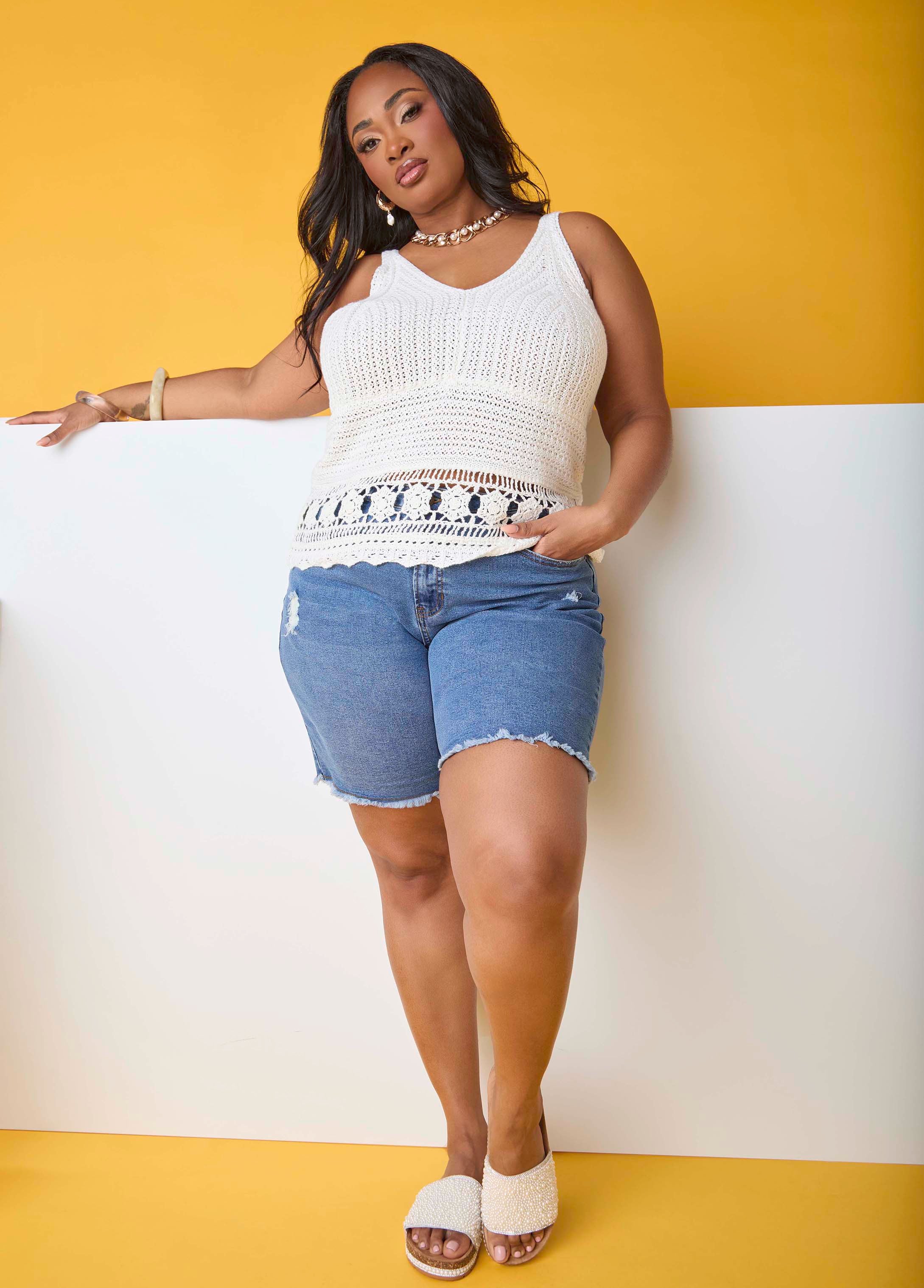 Fearless Distressed Denim Shorts - Image 6