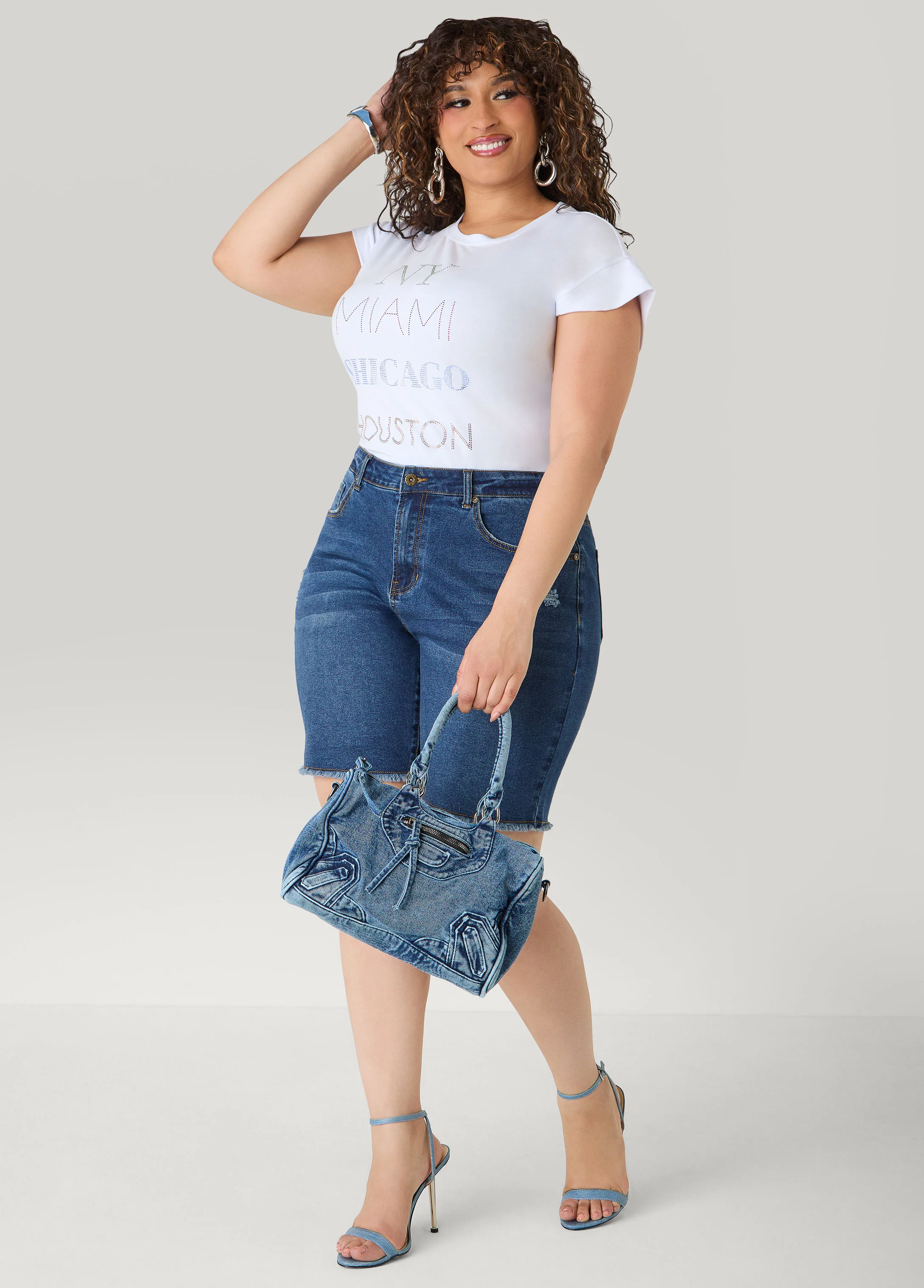 Fearless Distressed High Waist Denim Shorts - Image 3
