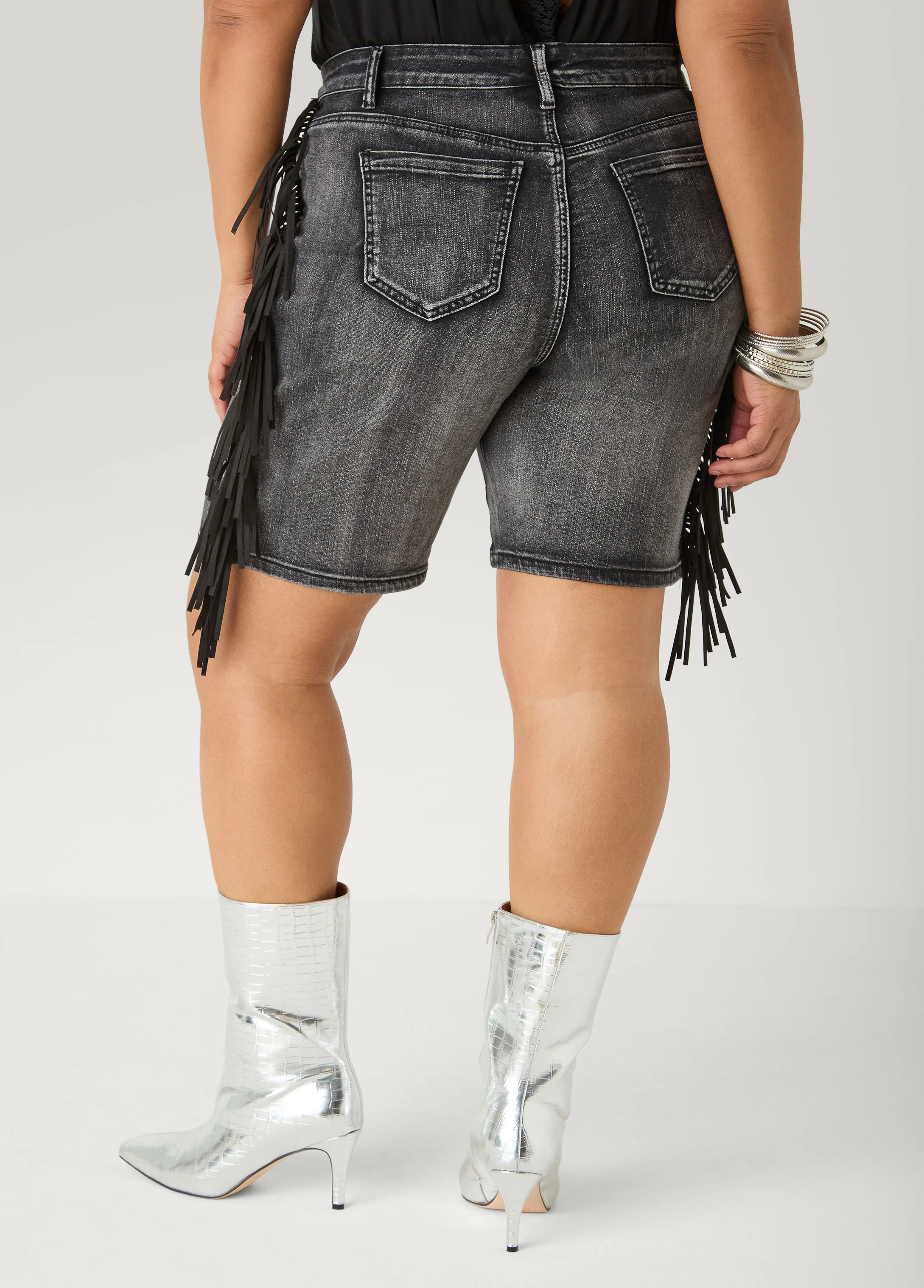 Fringed Denim Shorts - Image 6