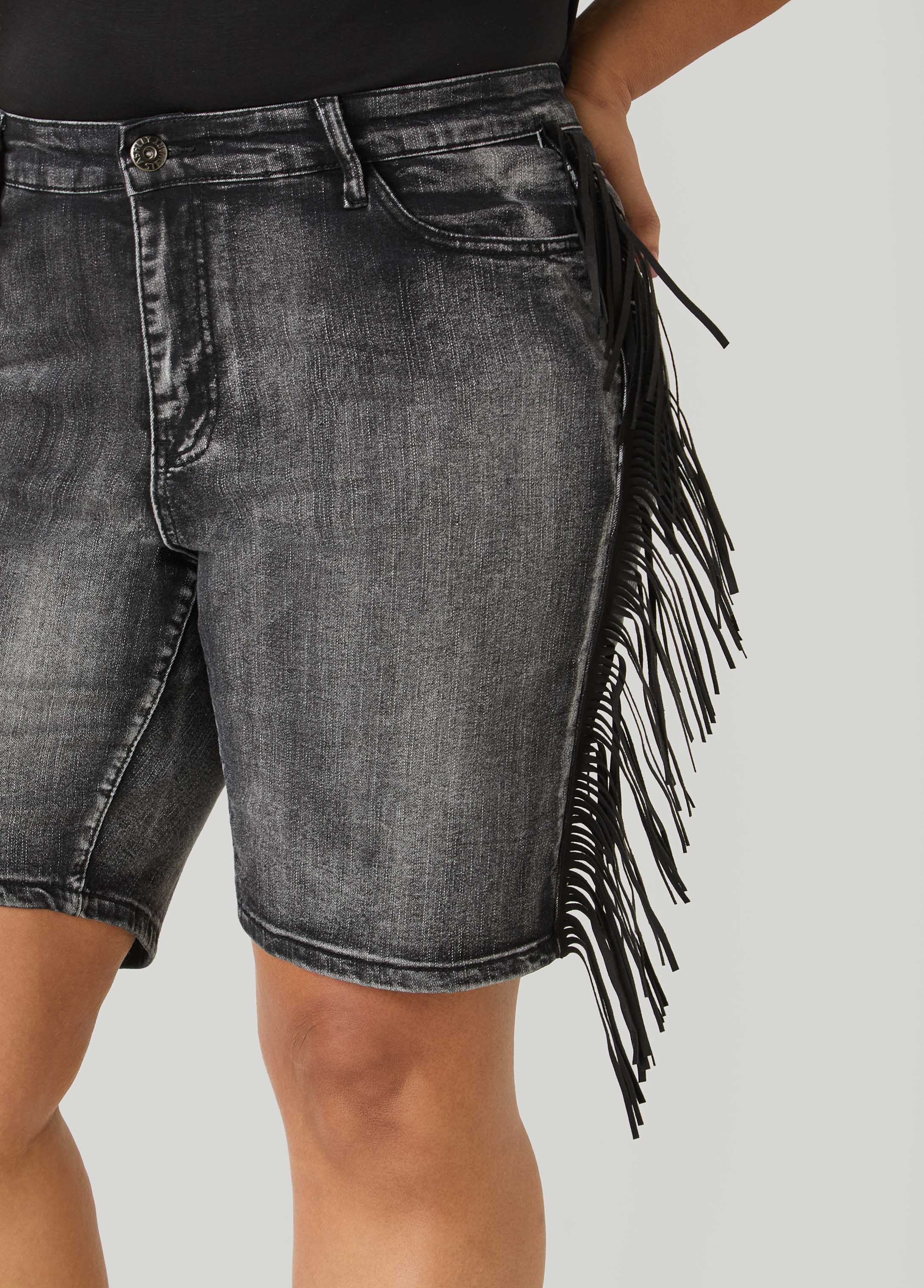 Fringed Denim Shorts - Image 7