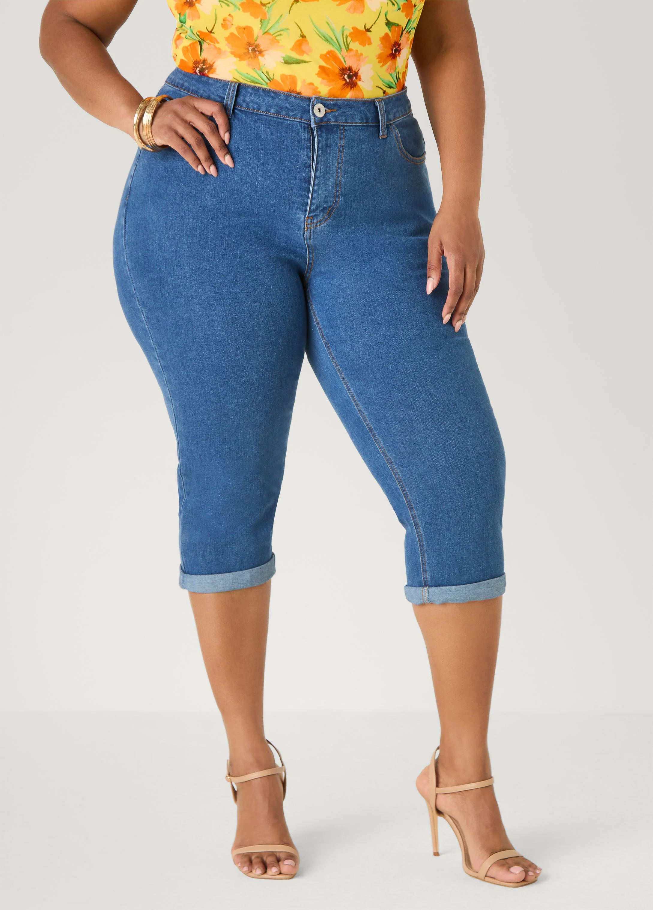 Cuffed Denim Capris - Image 11