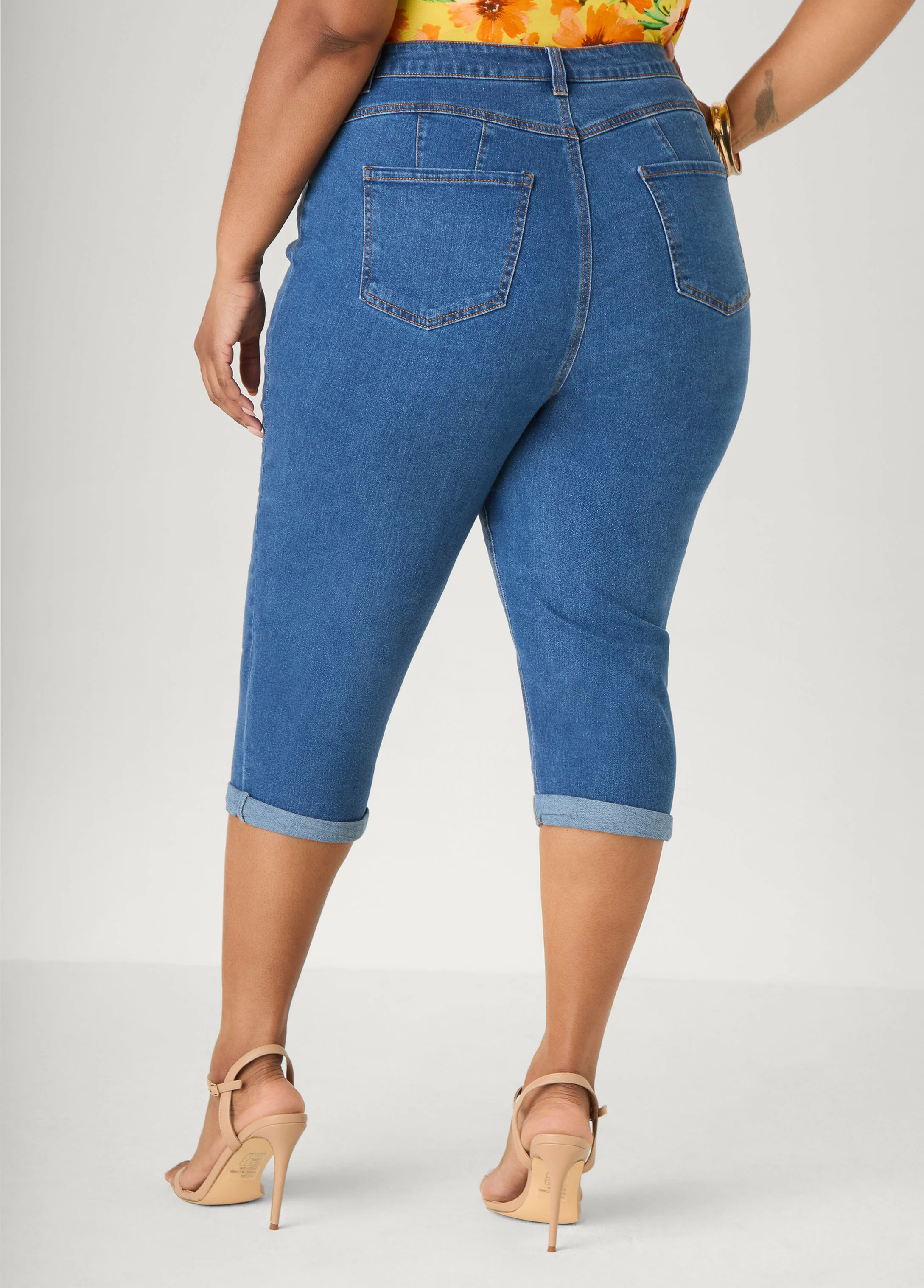 Cuffed Denim Capris - Image 12