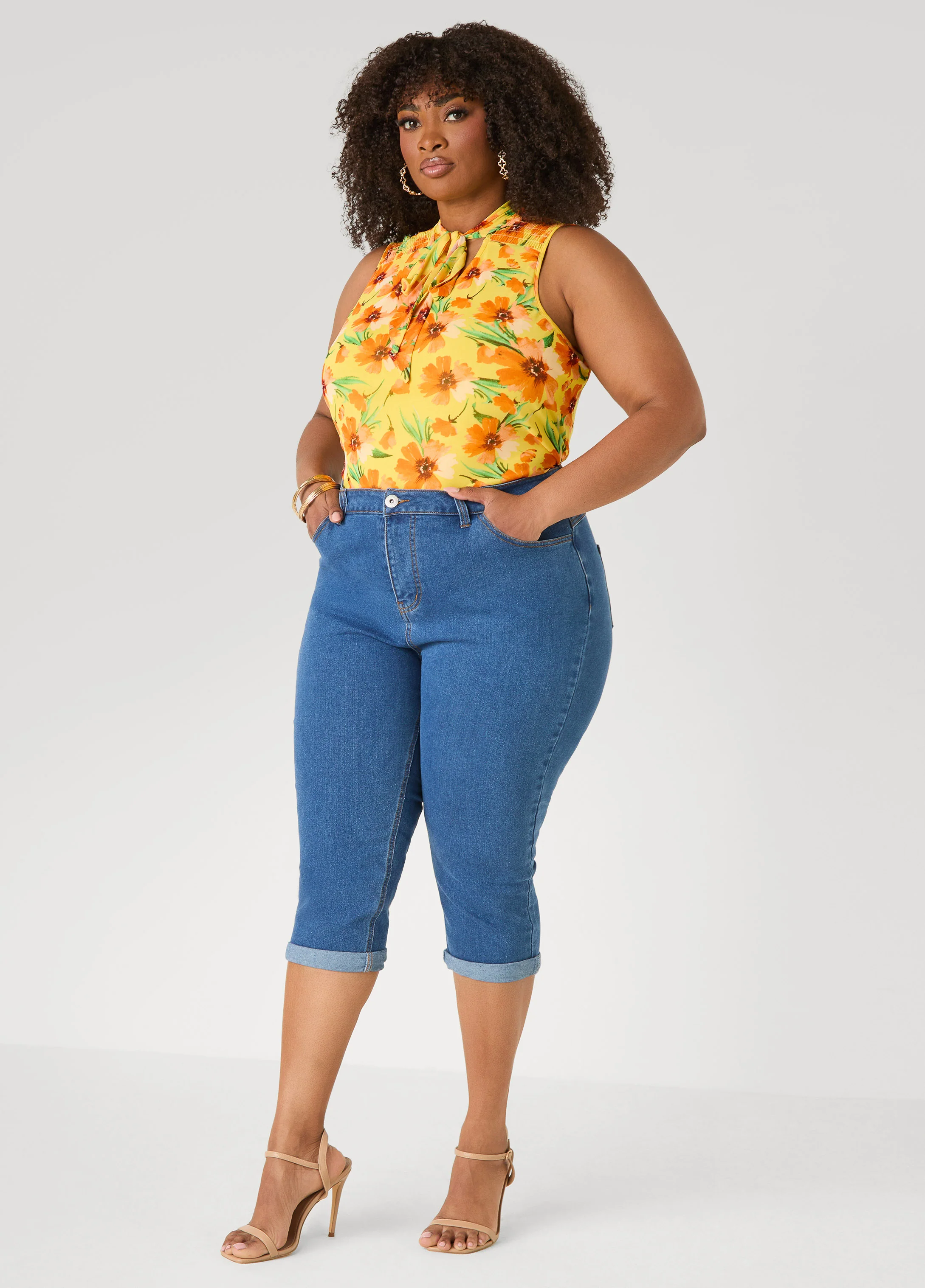 Cuffed Denim Capris - Image 13
