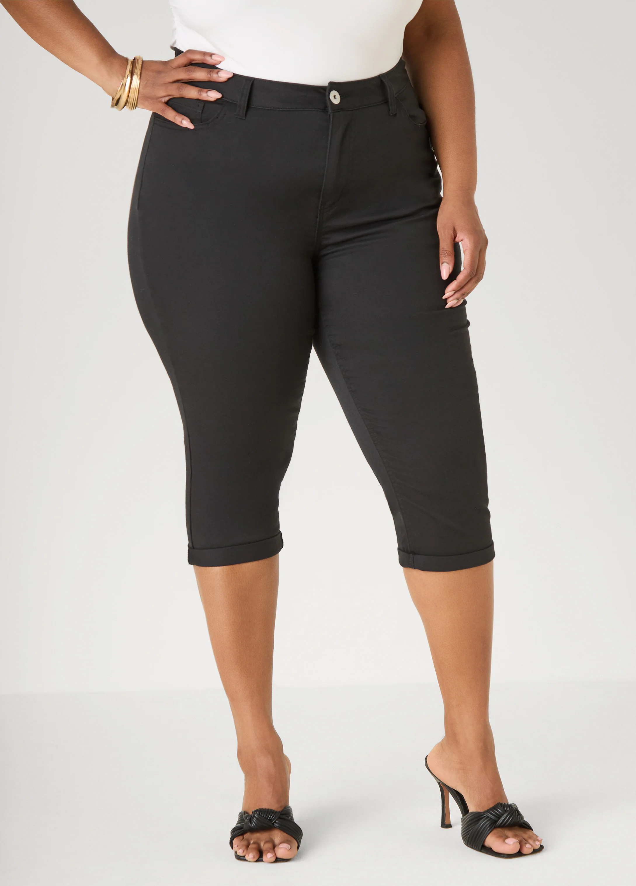 Cuffed Denim Capris - Image 5