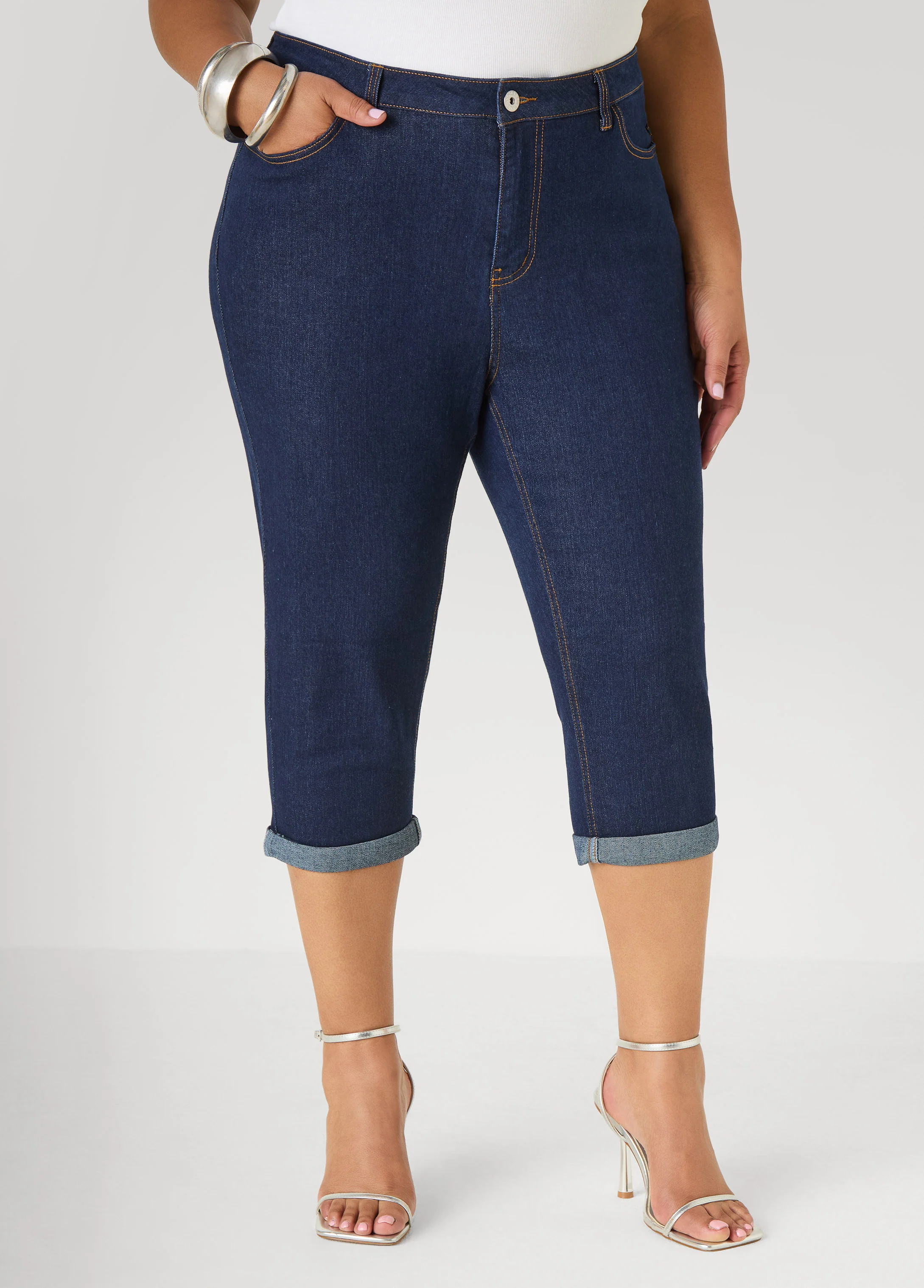 Cuffed Denim Capris - Image 8