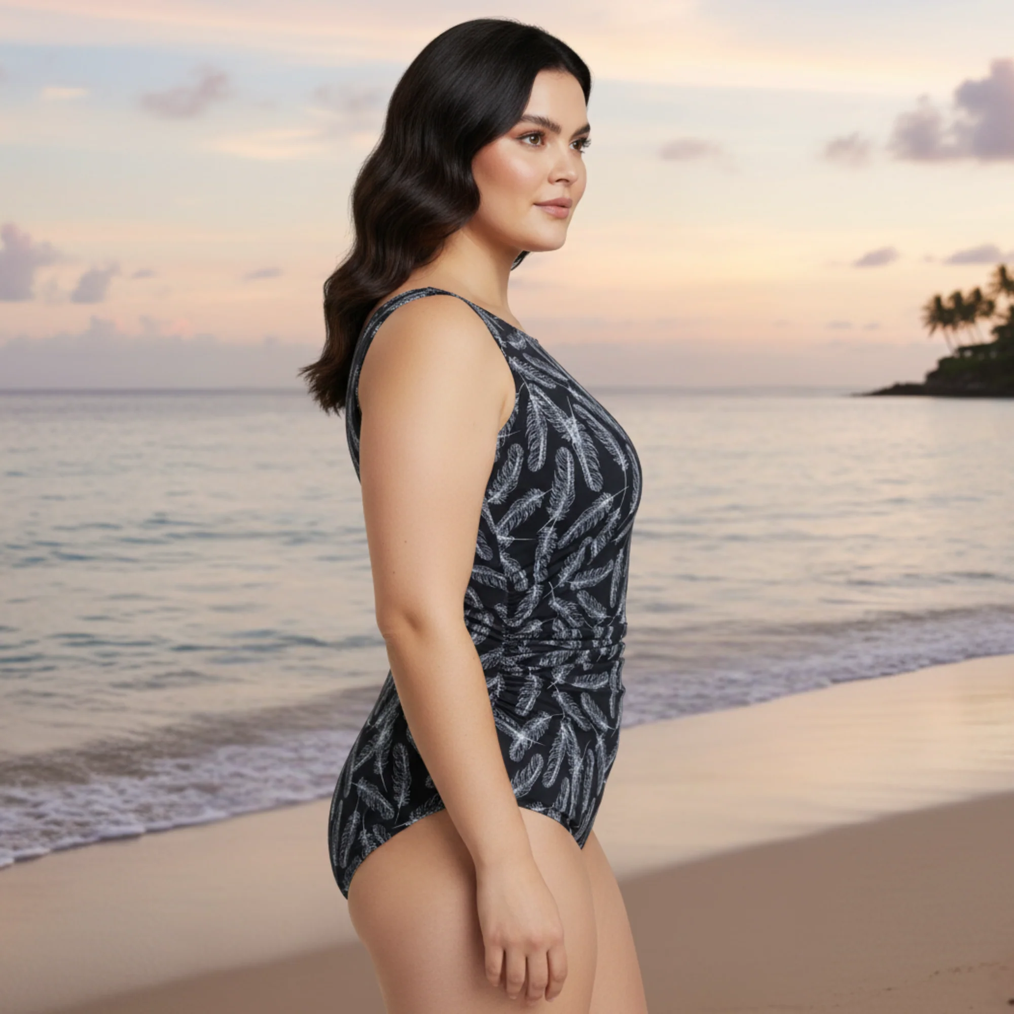InstantFigure Feathers High Neck Swimsuit - Image 2