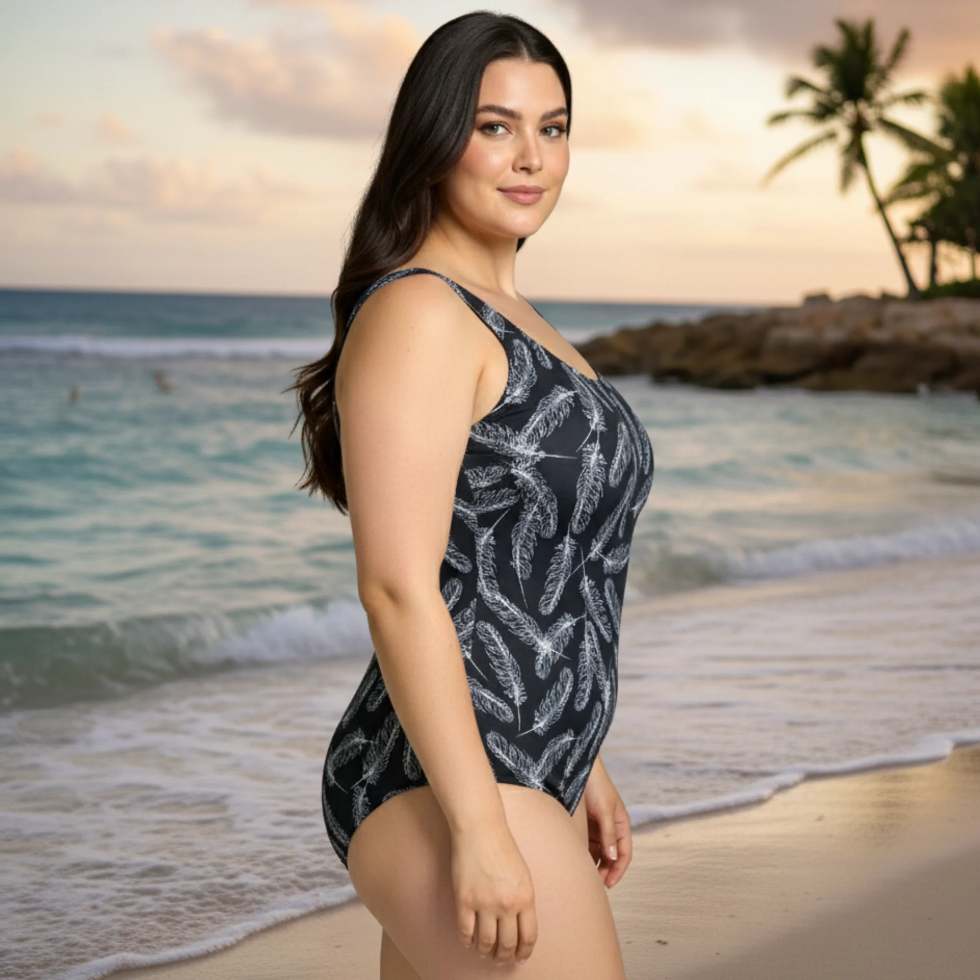 InstantFigure Feathers Scoop Back Swimsuit - Image 3