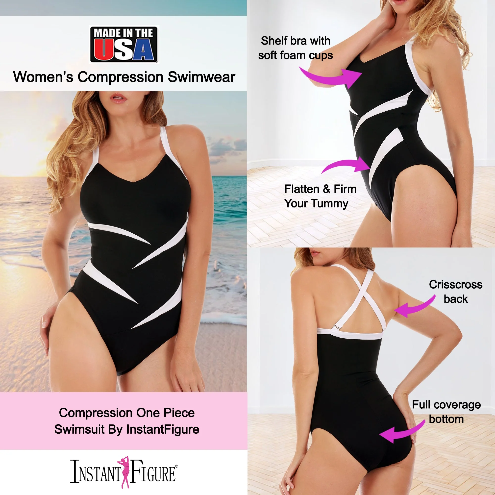 InstantFigure Two Tone Swimsuit - Image 7
