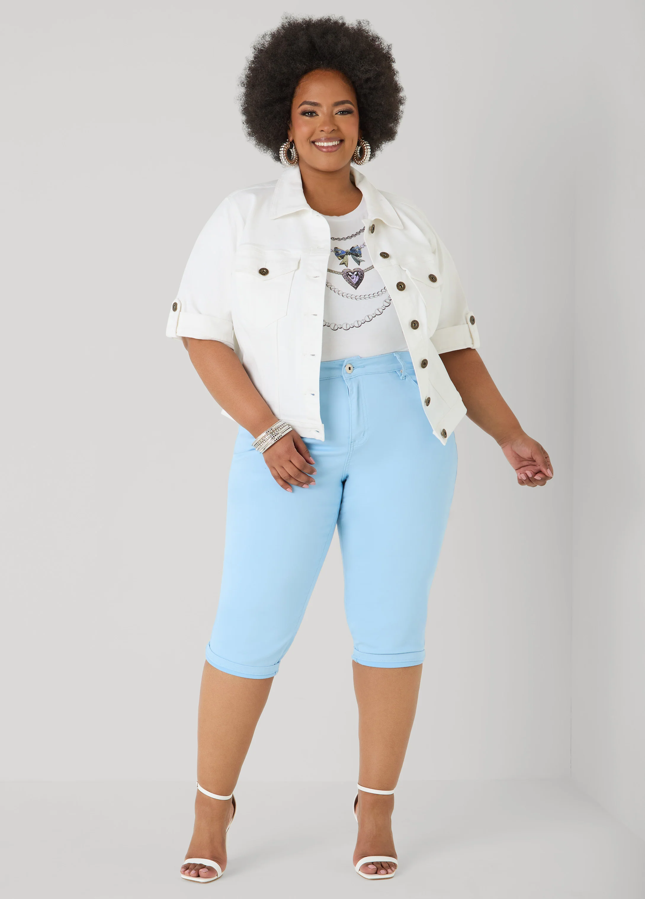 Cuffed Stretch Denim Capris - Image 3