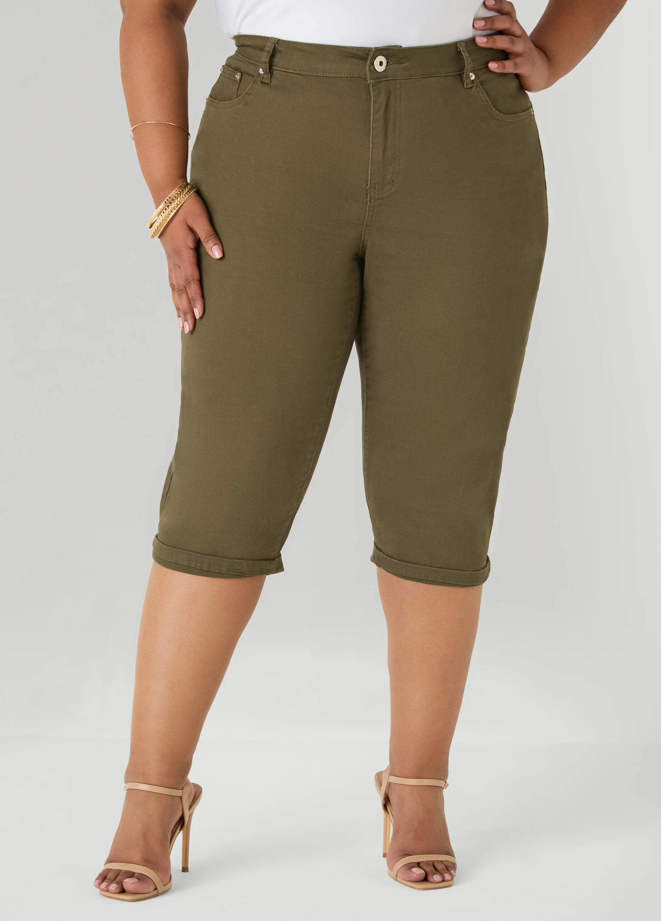 Cuffed Stretch Denim Capris - Image 4
