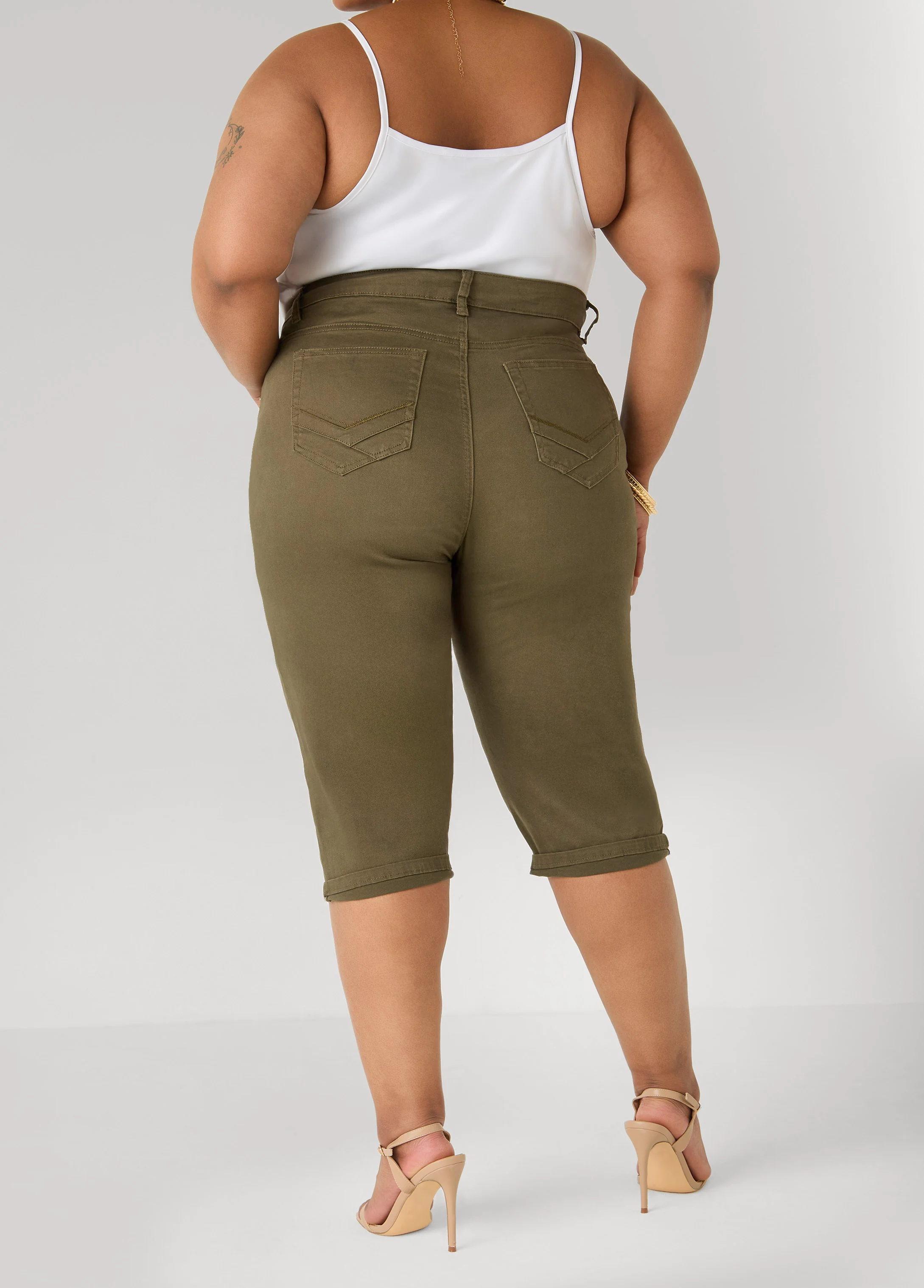 Cuffed Stretch Denim Capris - Image 5
