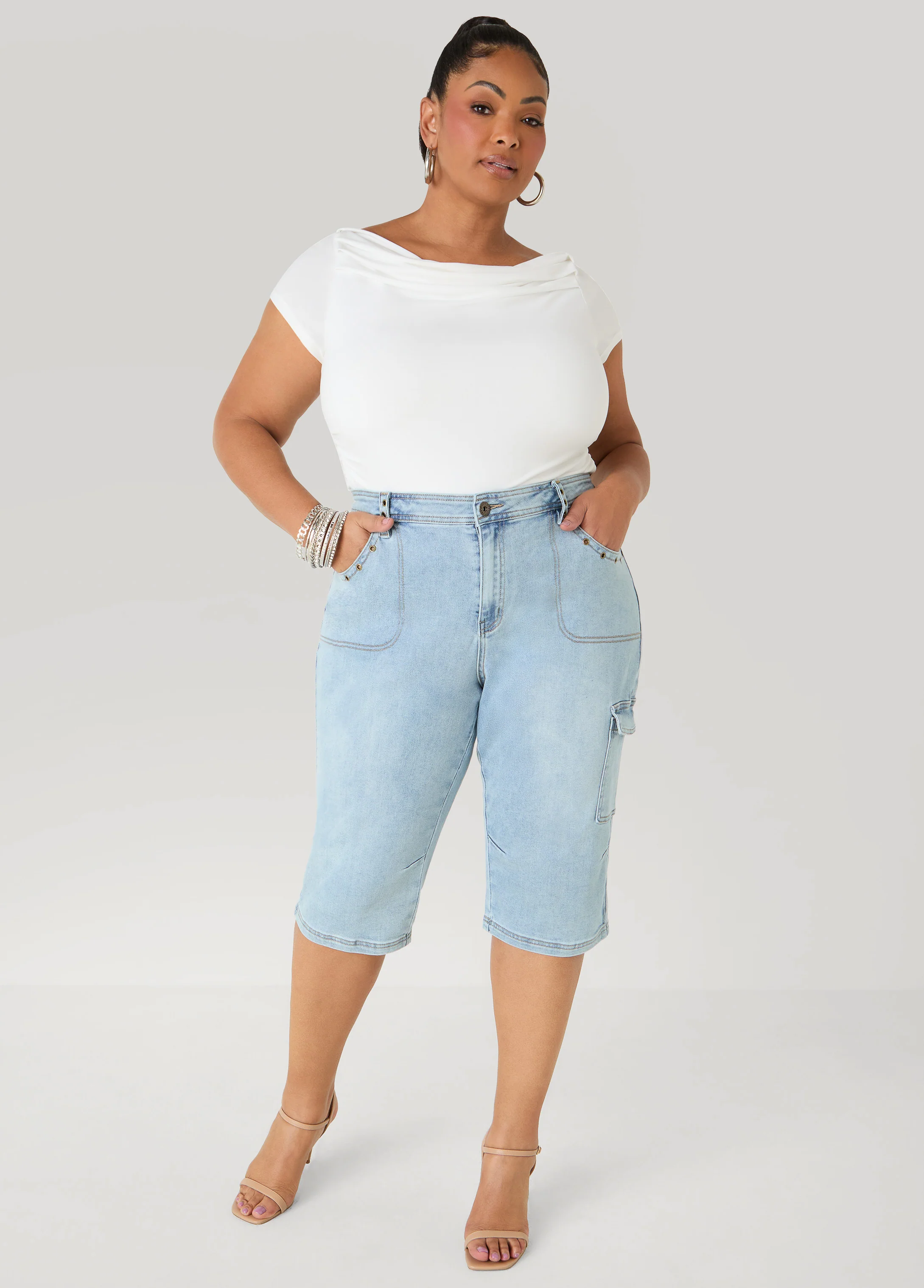 Grommet Denim Capris - Image 3