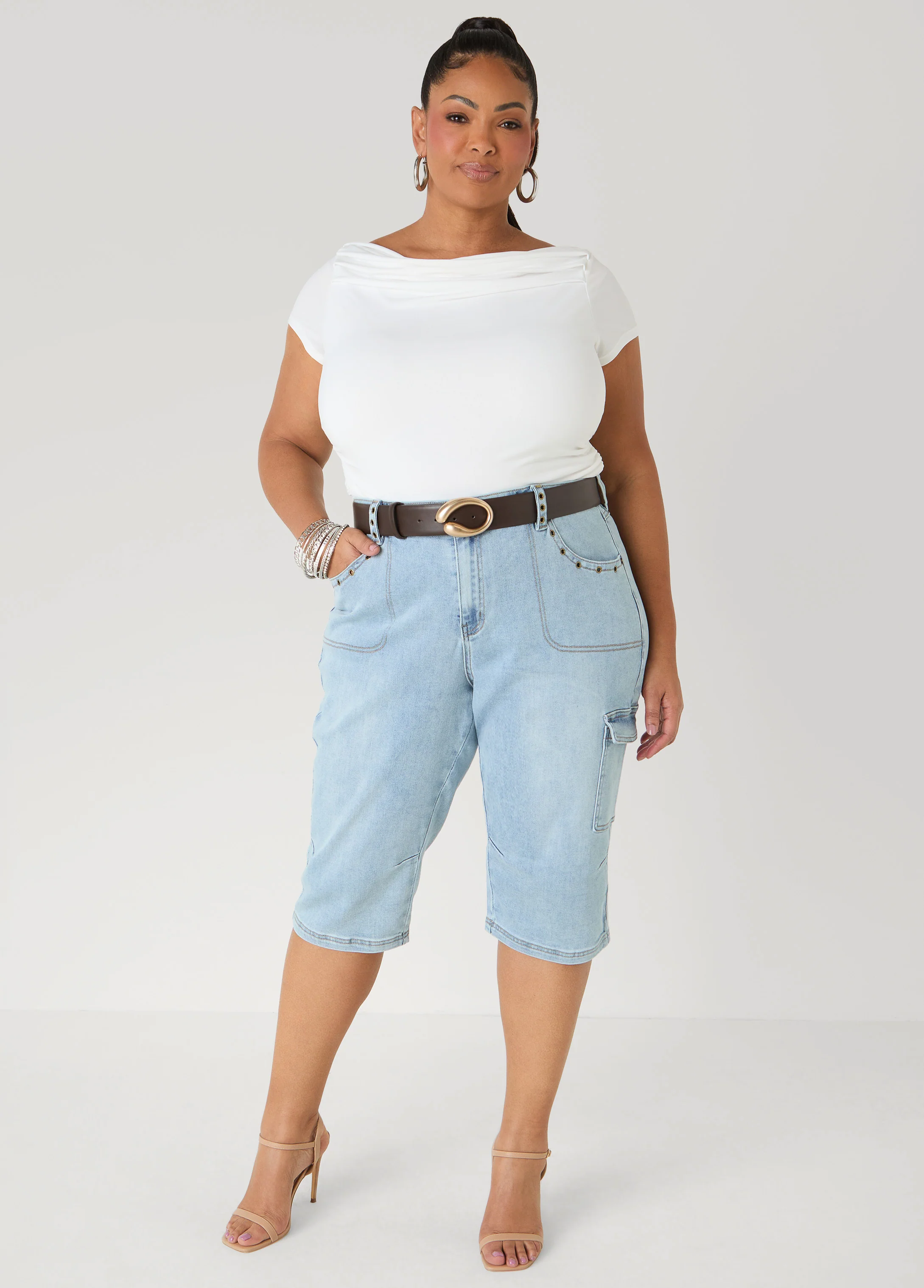 Grommet Denim Capris - Image 4