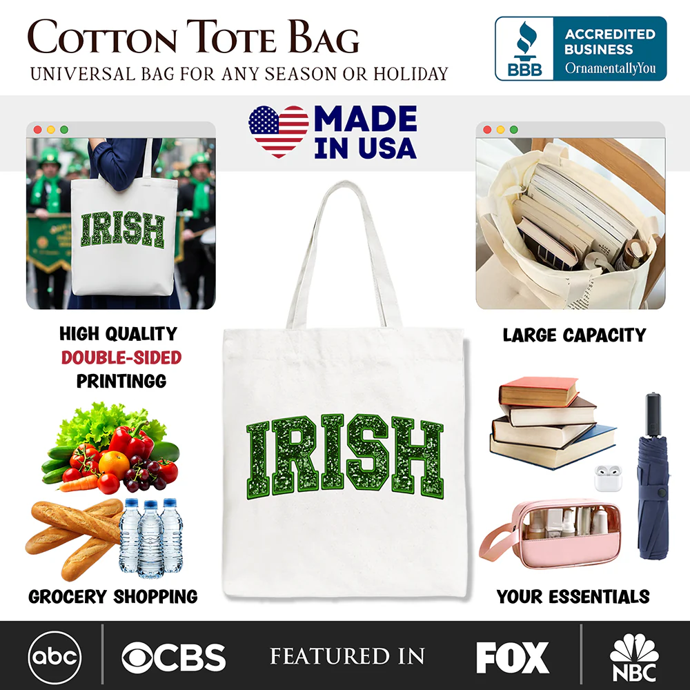 Irish Sequined Canvas Tote Bag - Image 3