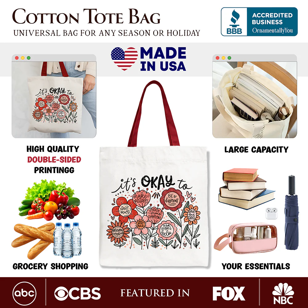 Its Okay Canvas Tote Bag - Image 8