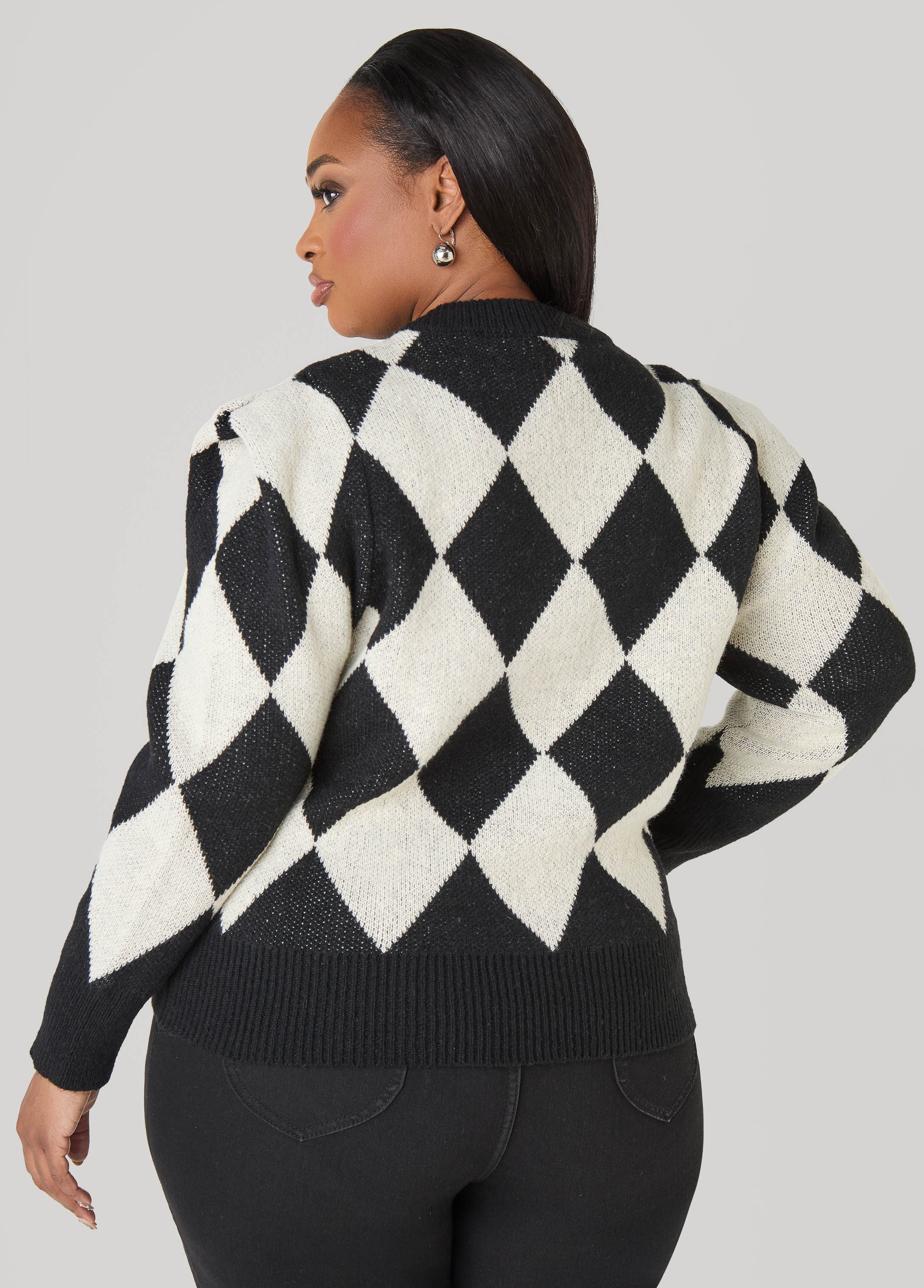 Embellished Checked Sweater - Image 2