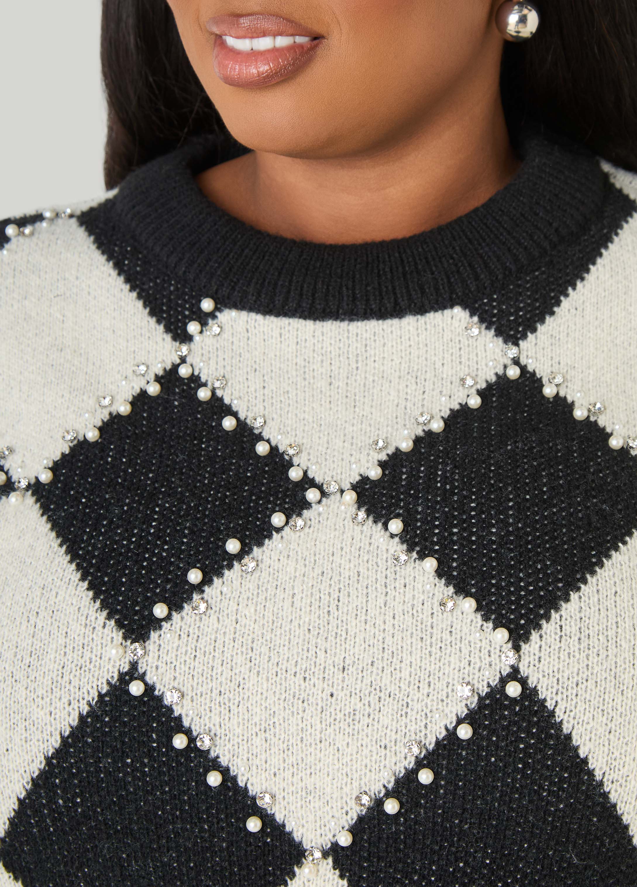 Embellished Checked Sweater - Image 5