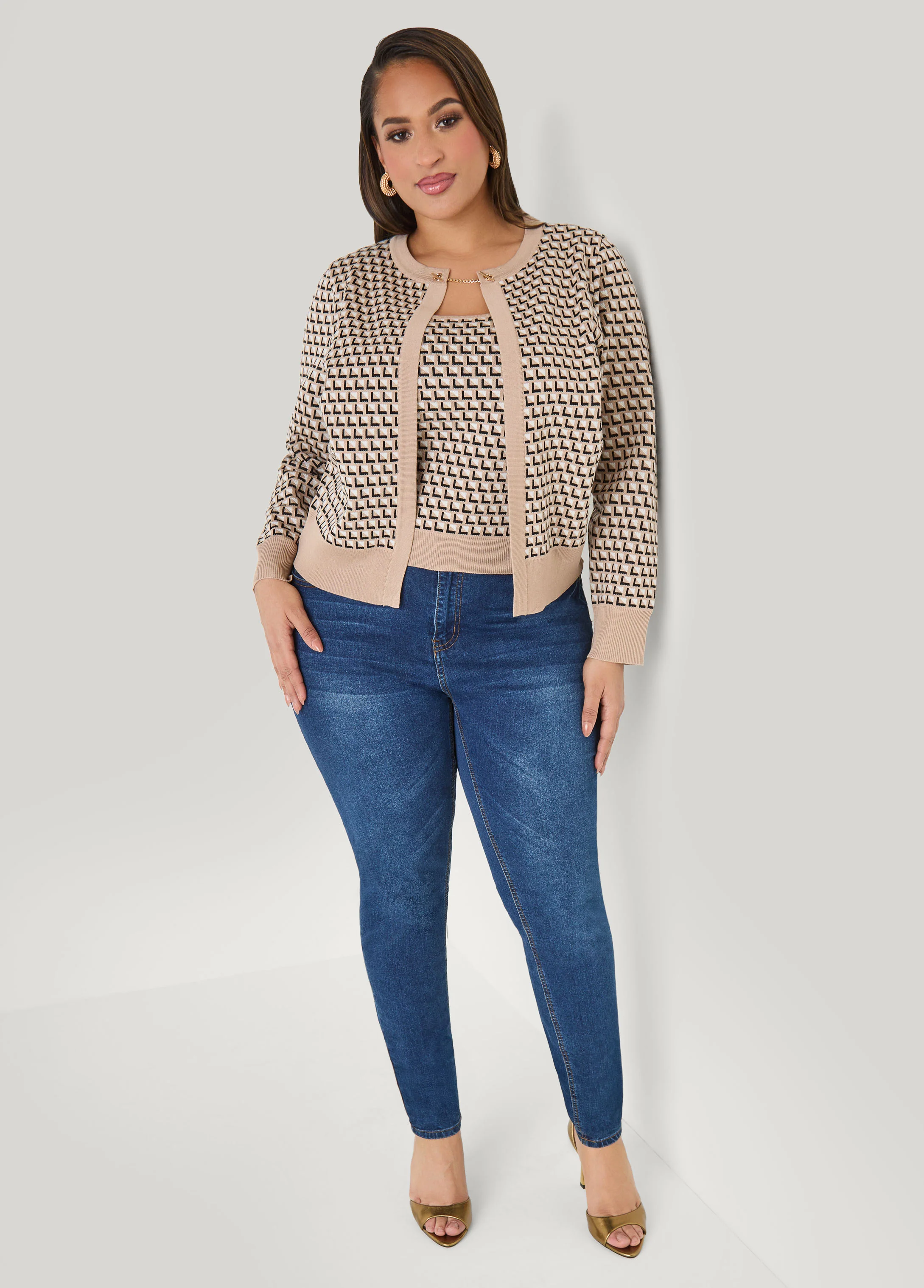 Layered Intarsia Knit Sweater - Image 3