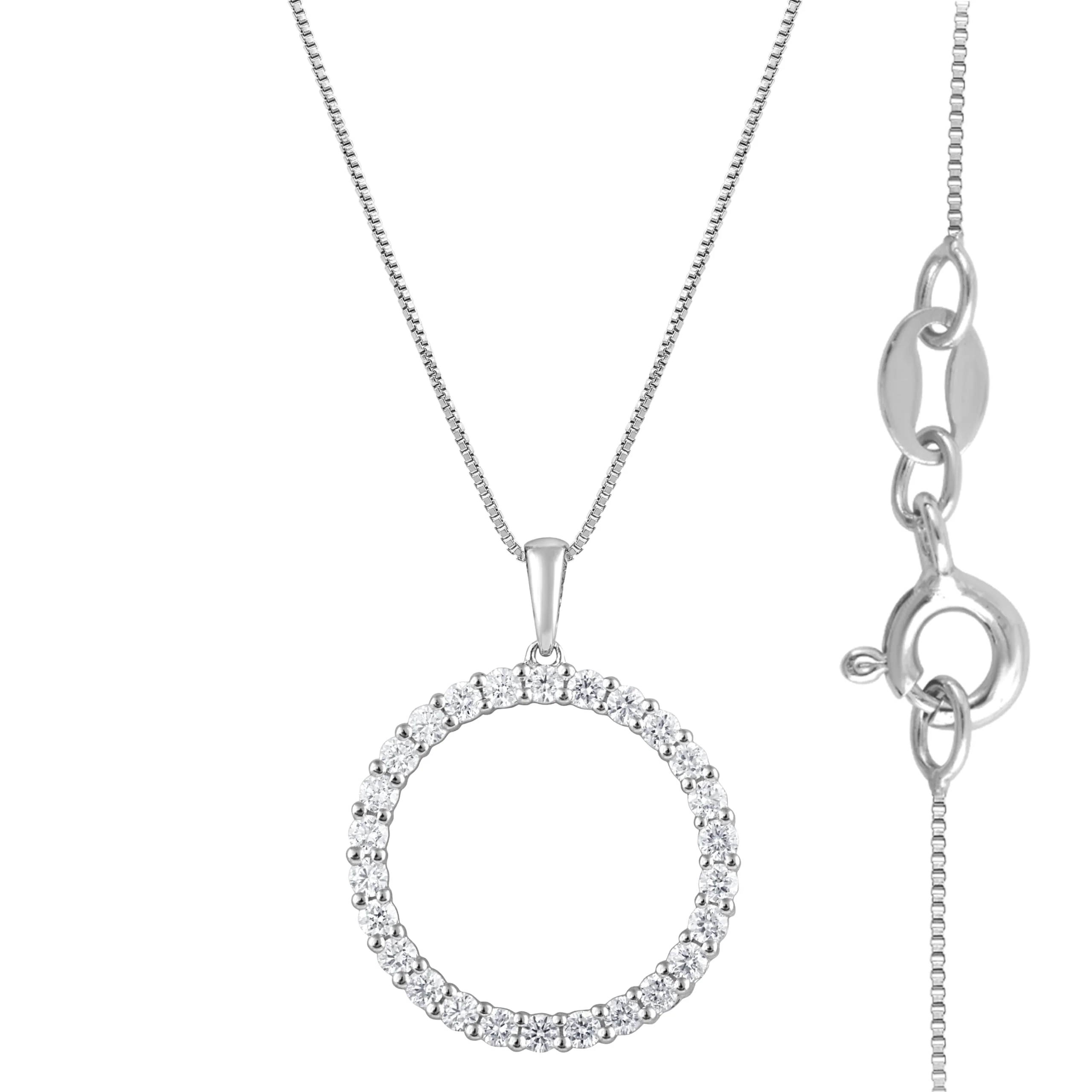 0.33 Carat Lab Grown Circle Of Life Diamond Pendant Necklace In Sterling Silver