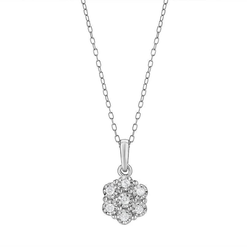 0.10 Carat Lab Grown Cluster Diamond Pendant Necklace