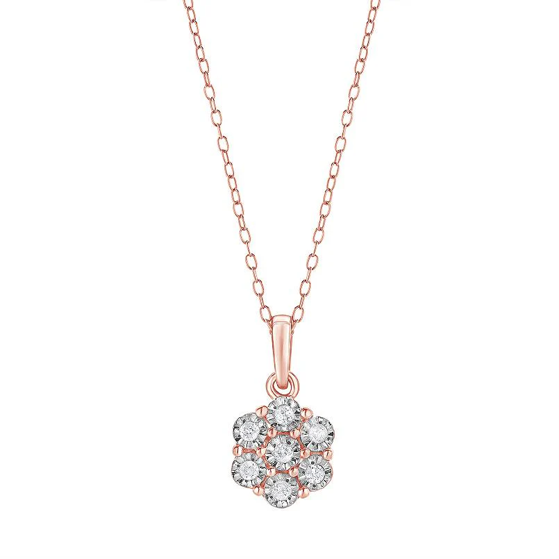 0.10 Carat Lab Grown Cluster Diamond Pendant Necklace - Image 4