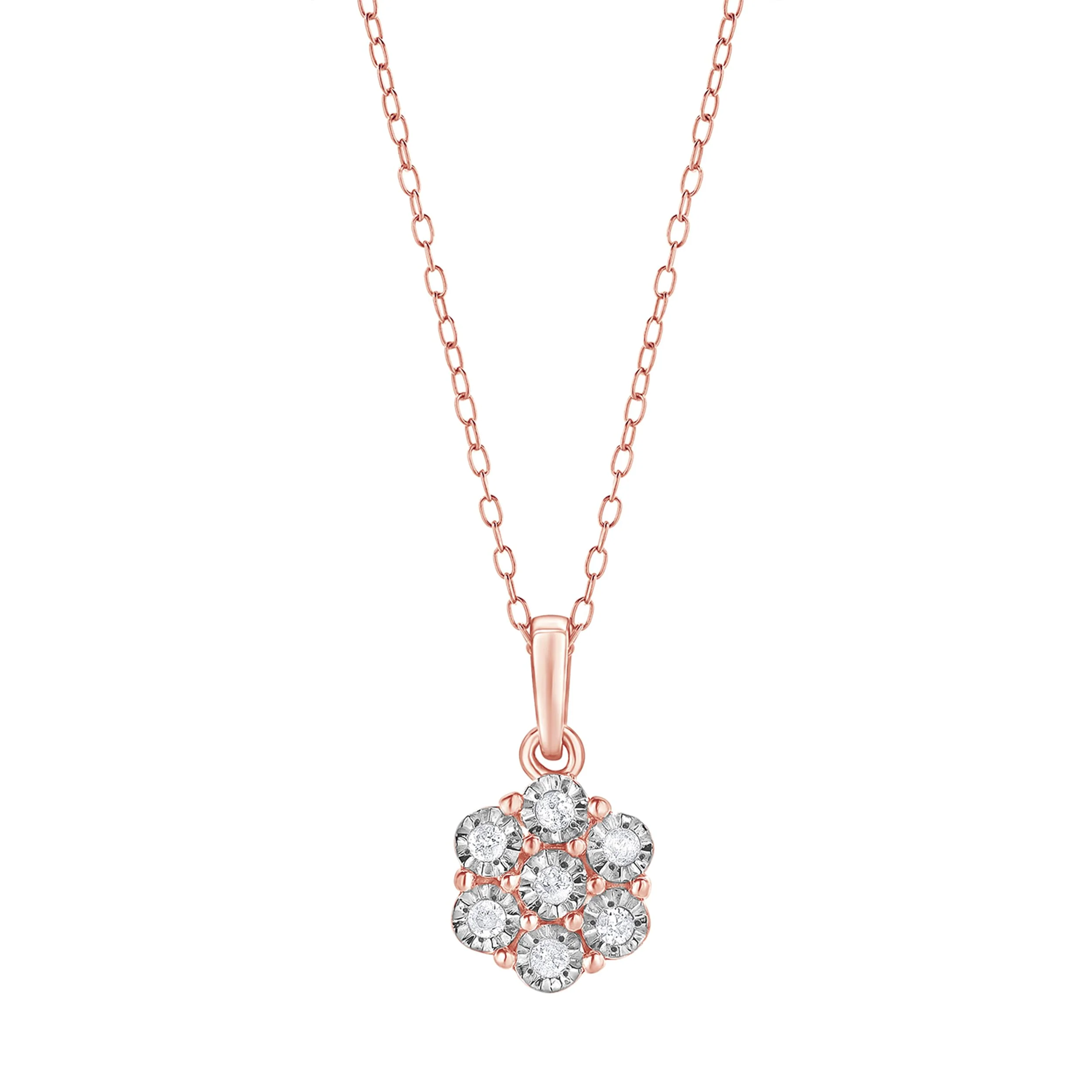 0.10 Carat Lab Grown Cluster Diamond Pendant Necklace - Image 5