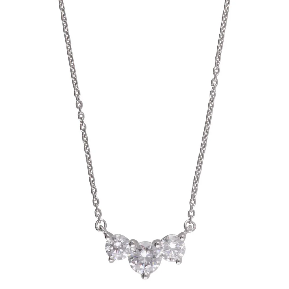 1 Carat Lab Grown Diamond 3 Stone Pendant Necklace In Sterling Silver - Image 2
