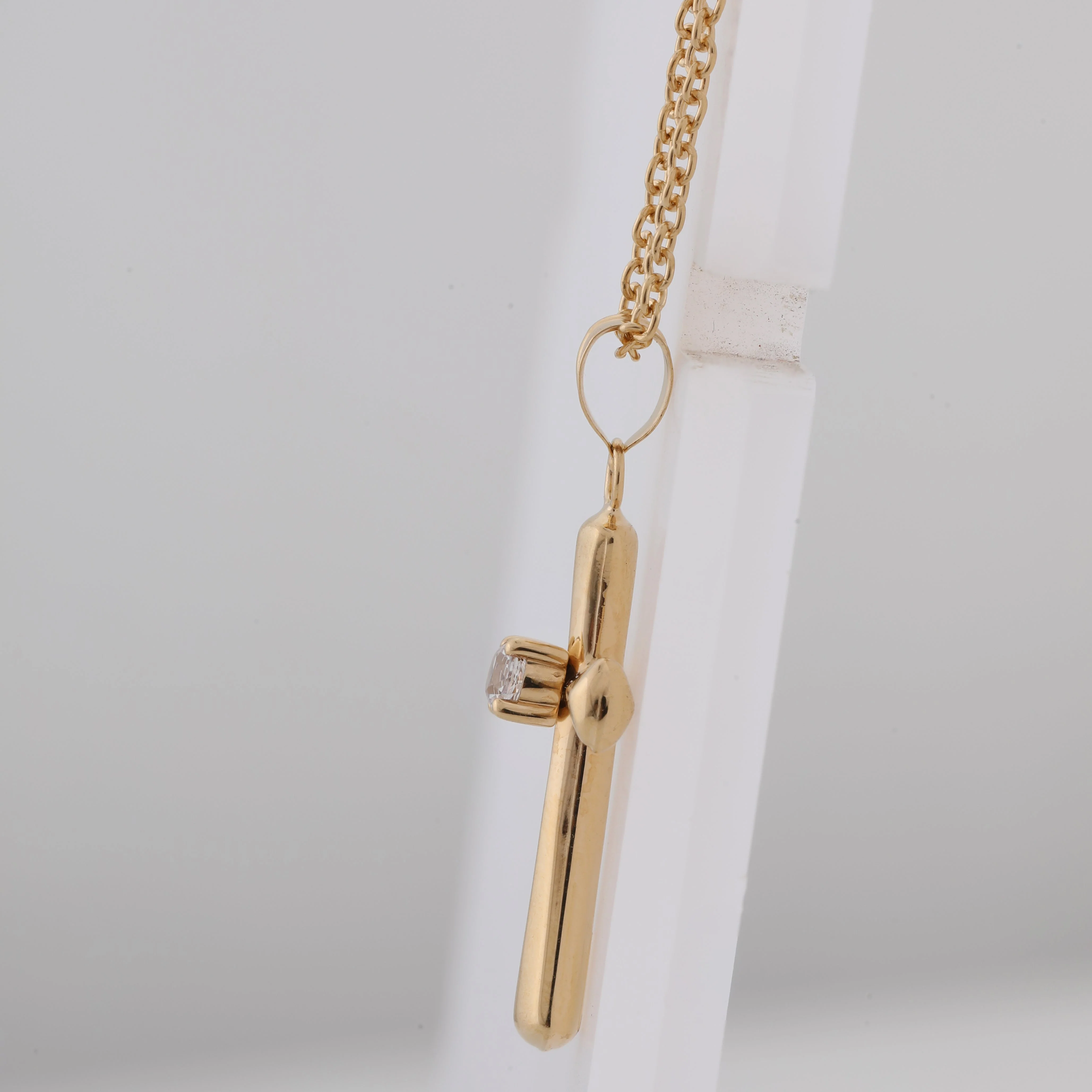 0.10 Carat Lab Grown Diamond Cross Pendant Necklace In Yellow Gold Plated Silver - Image 2