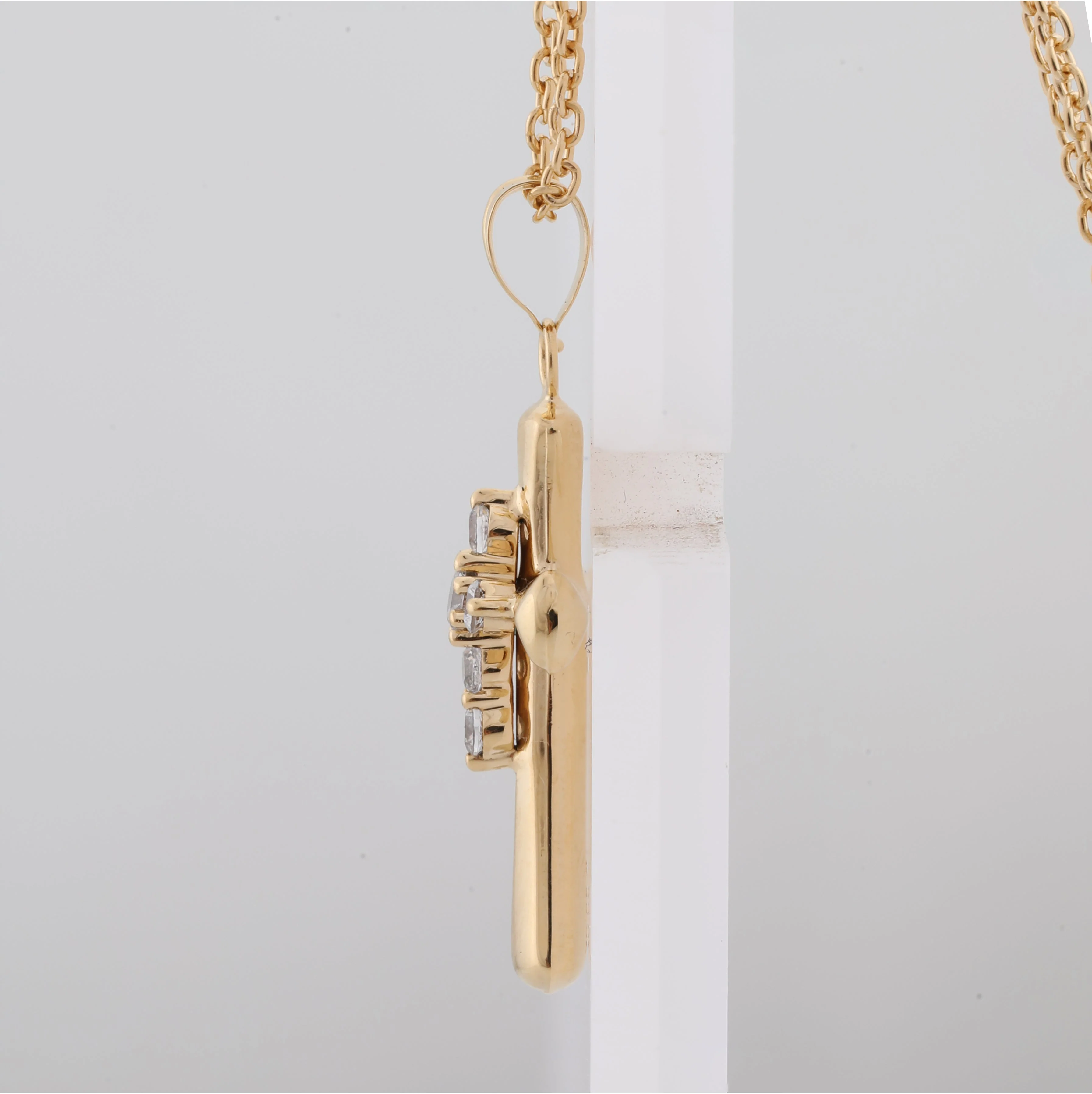 0.25 Carat Lab Grown Diamond Cross Pendant Necklace In Yellow Gold Plated Silver - Image 2