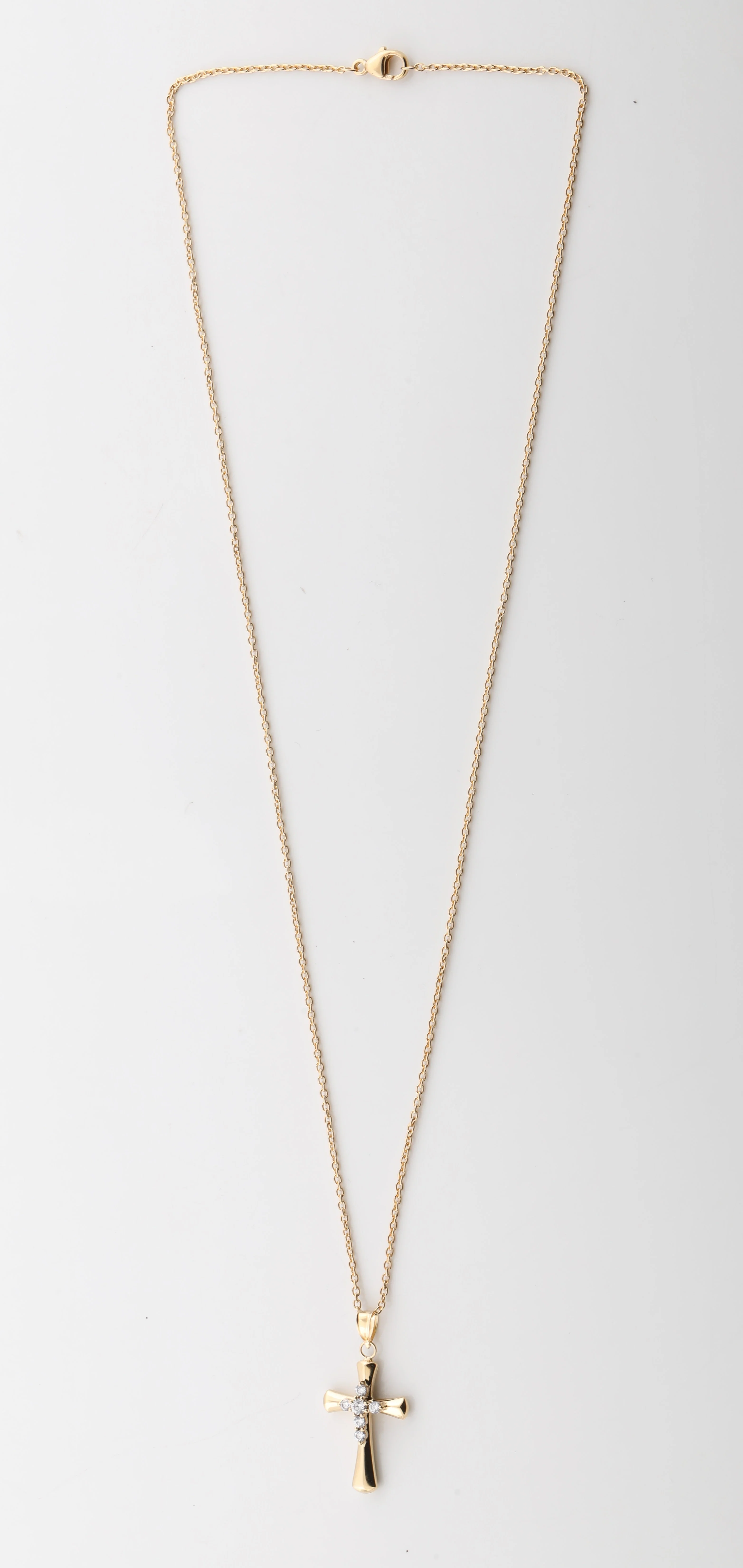 0.25 Carat Lab Grown Diamond Cross Pendant Necklace In Yellow Gold Plated Silver - Image 3