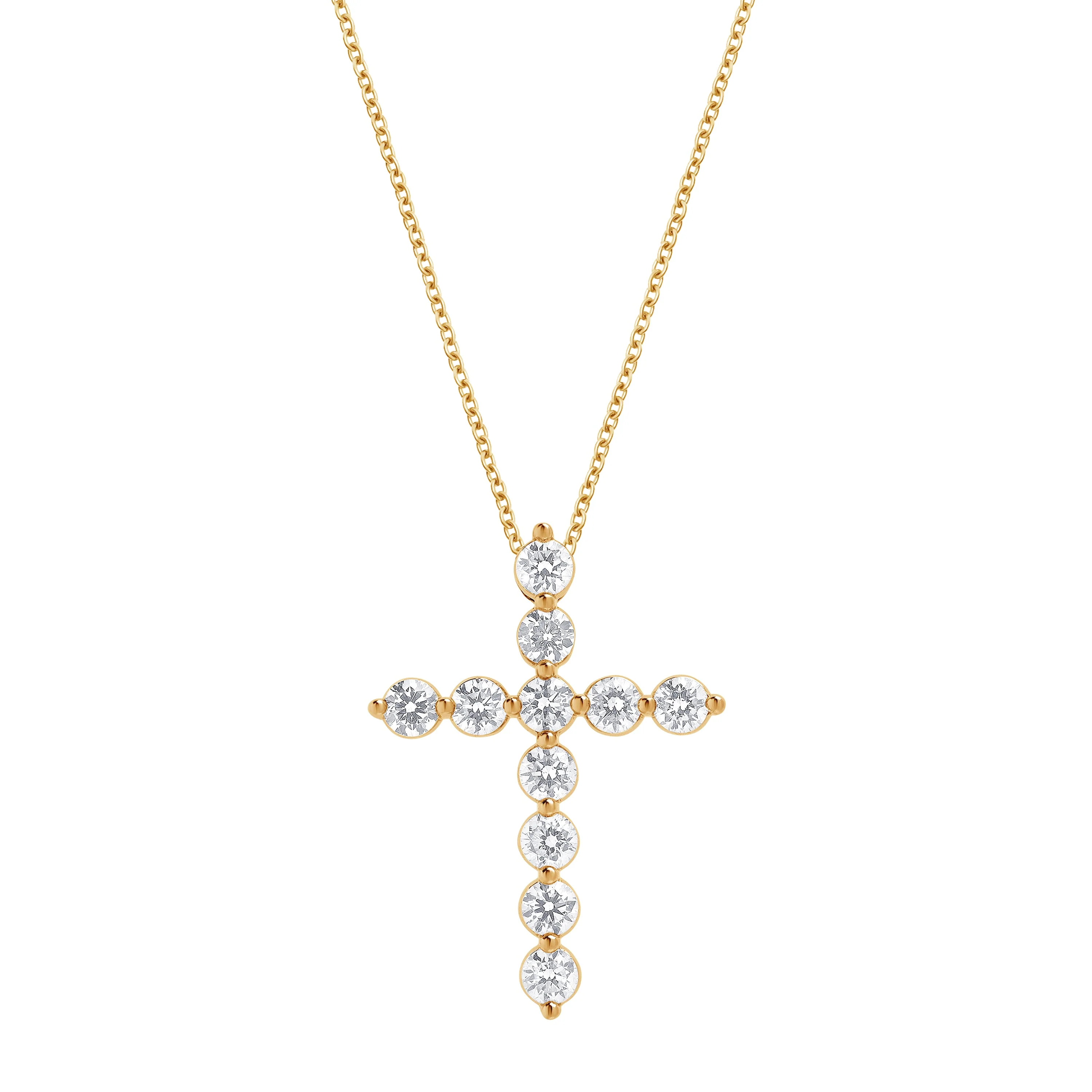 0.25 Carat Lab Grown Diamond Cross Pendant Gold Plated Necklace