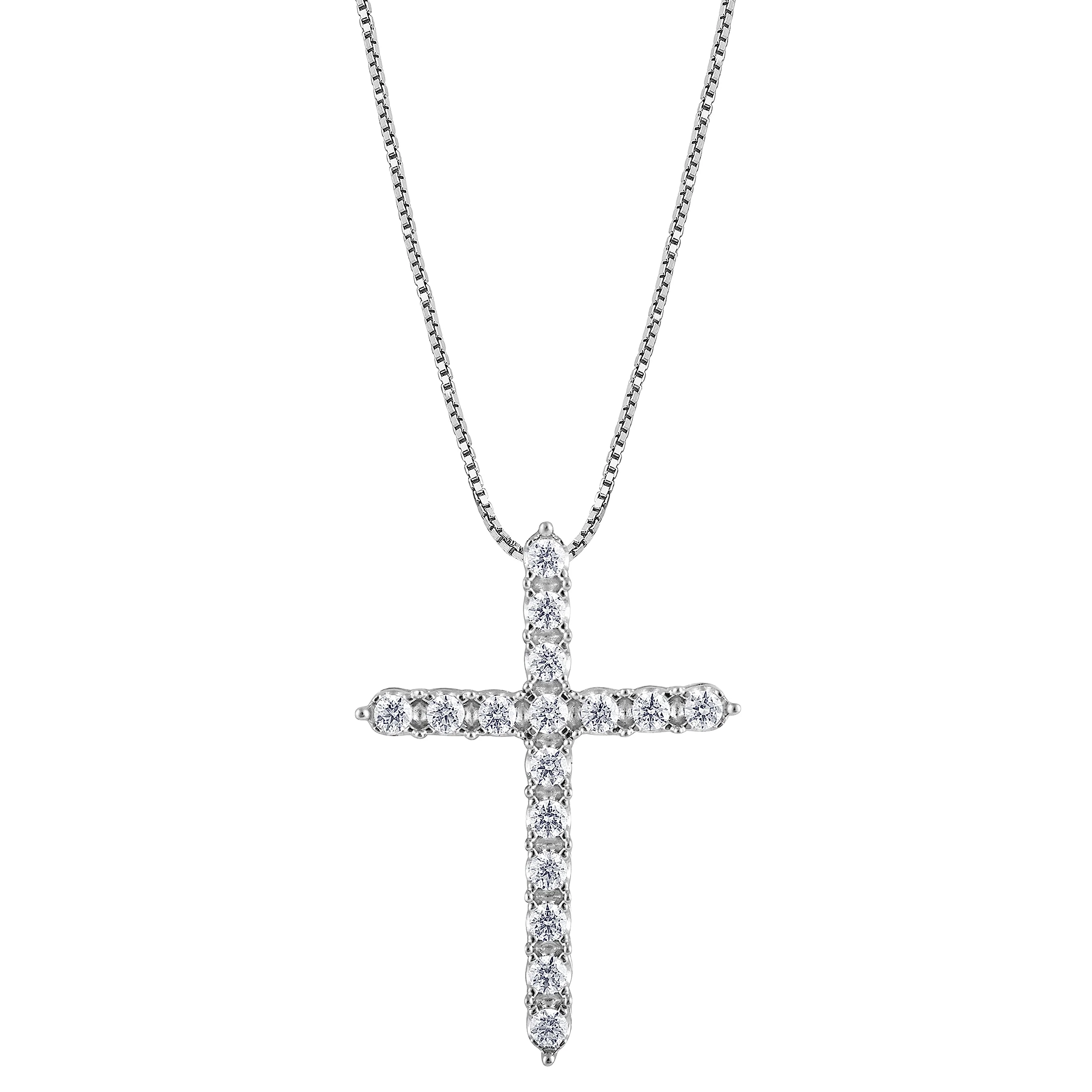 0.50 Carat Sterling Silver Lab Grown Diamond Cross Pendant Necklace - Image 2