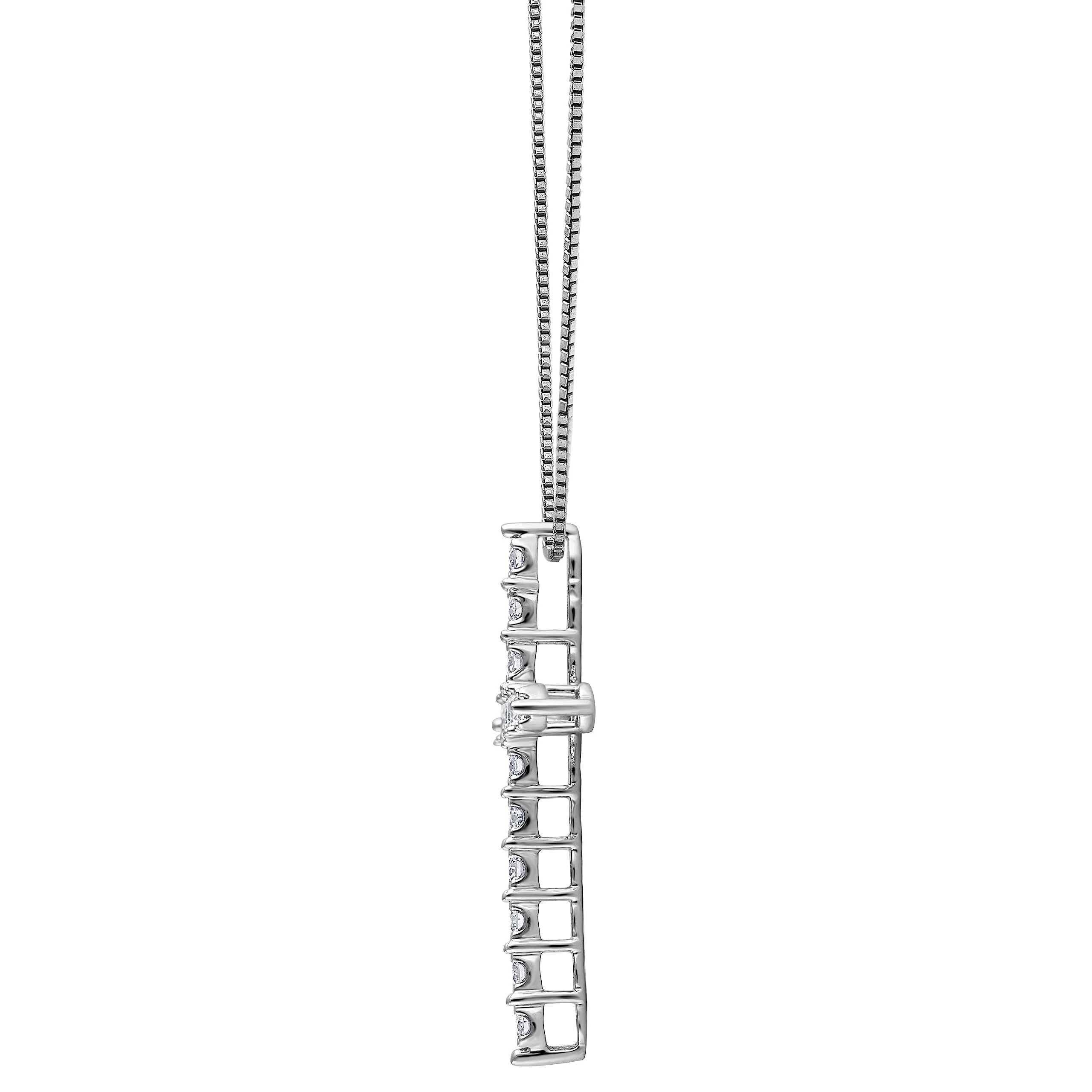 0.50 Carat Sterling Silver Lab Grown Diamond Cross Pendant Necklace - Image 3