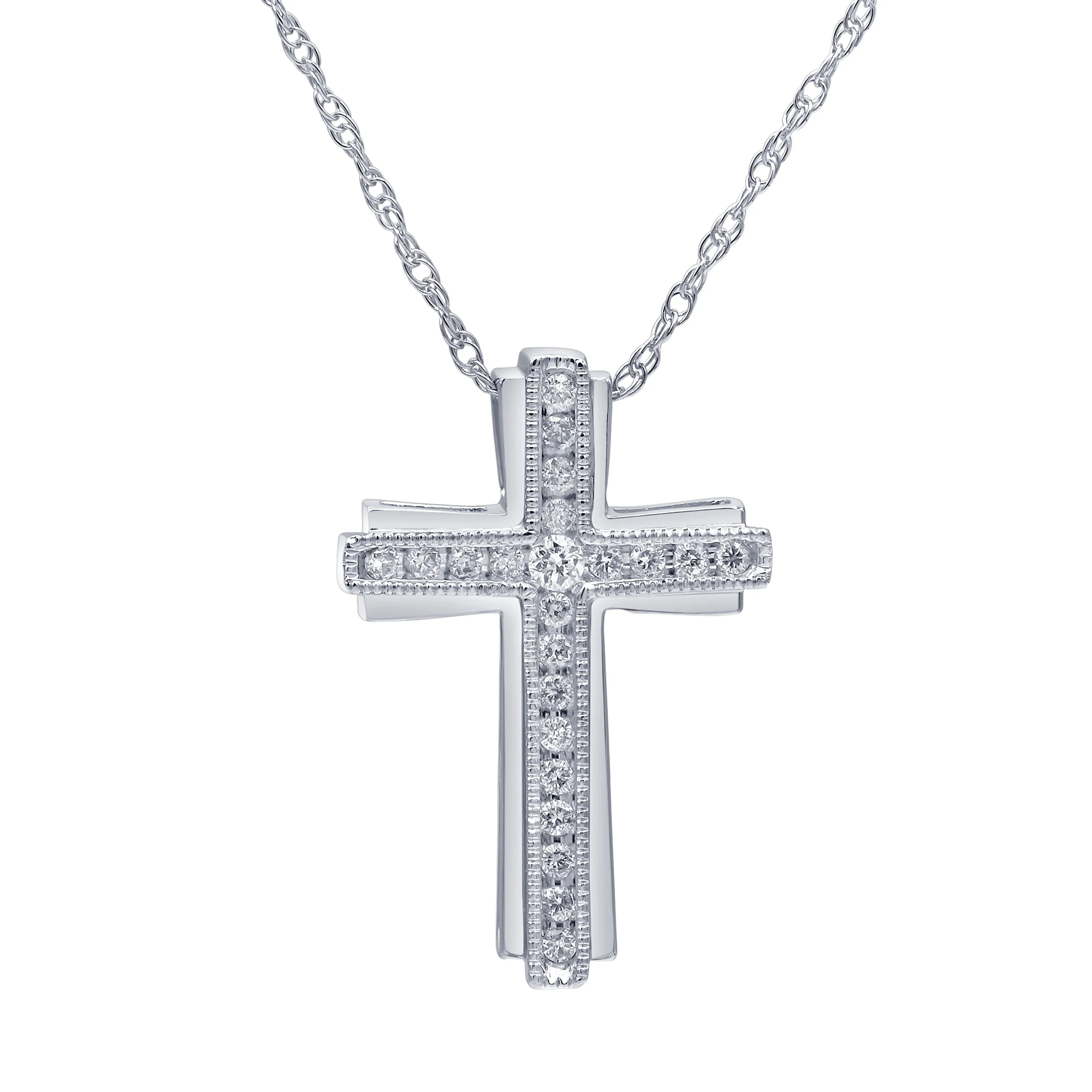 0.25 Carat Sterling Silver Lab Grown Diamond Cross Necklace