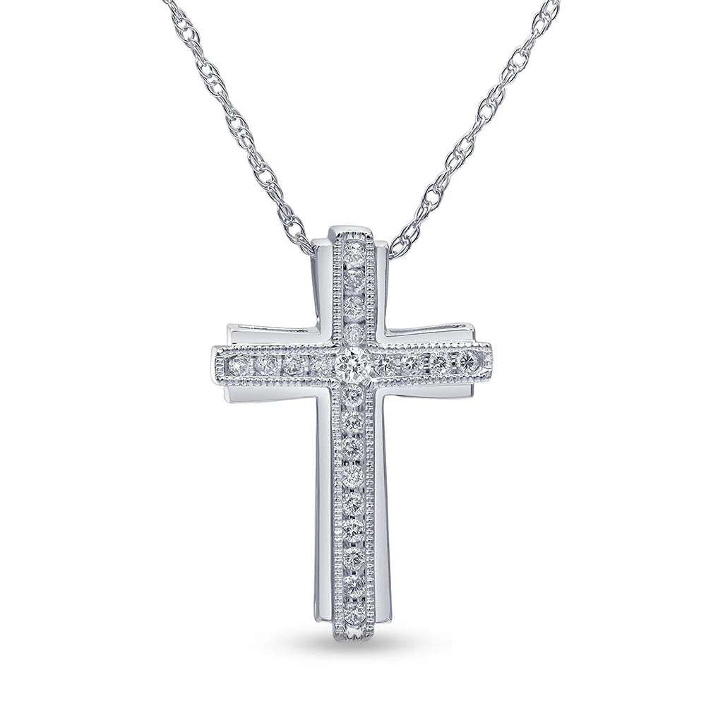 0.25 Carat Sterling Silver Lab Grown Diamond Cross Necklace - Image 2