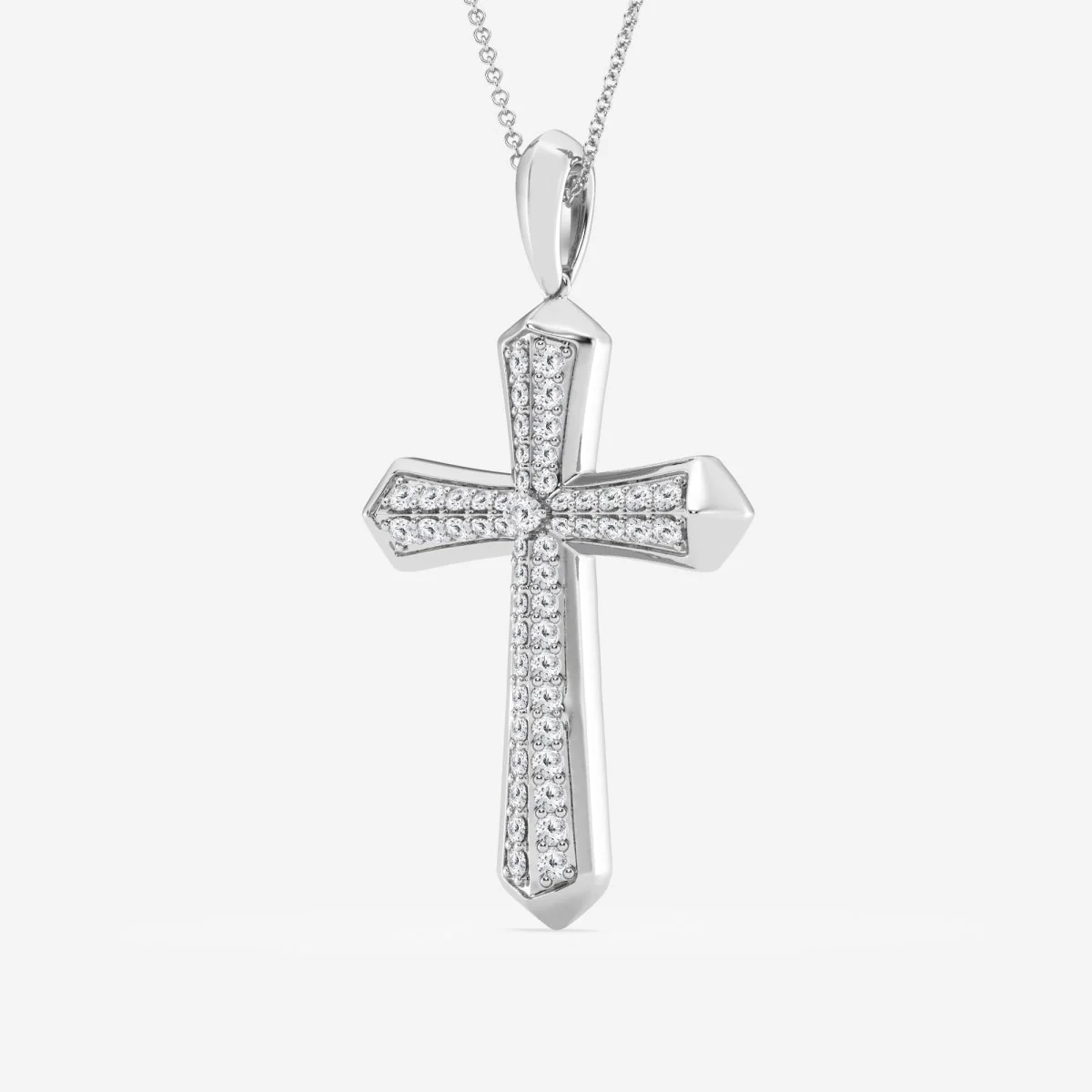 1 Carat Sterling Silver Lab Grown Cross Diamond Pendant Necklace - Image 2