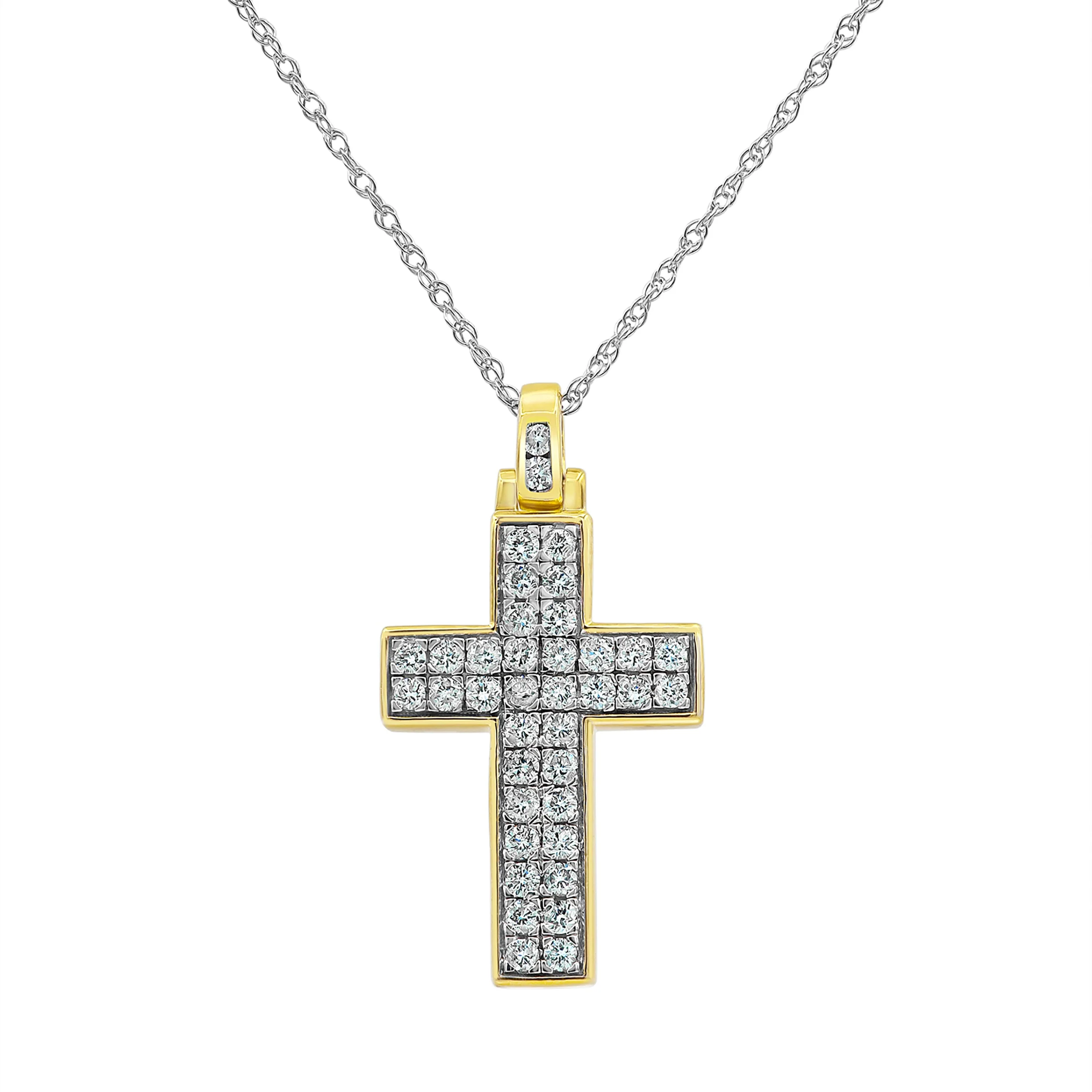 0.75 Carat Lab Grown Diamond Cluster Cross Pendant Necklace In Sterling Silver
